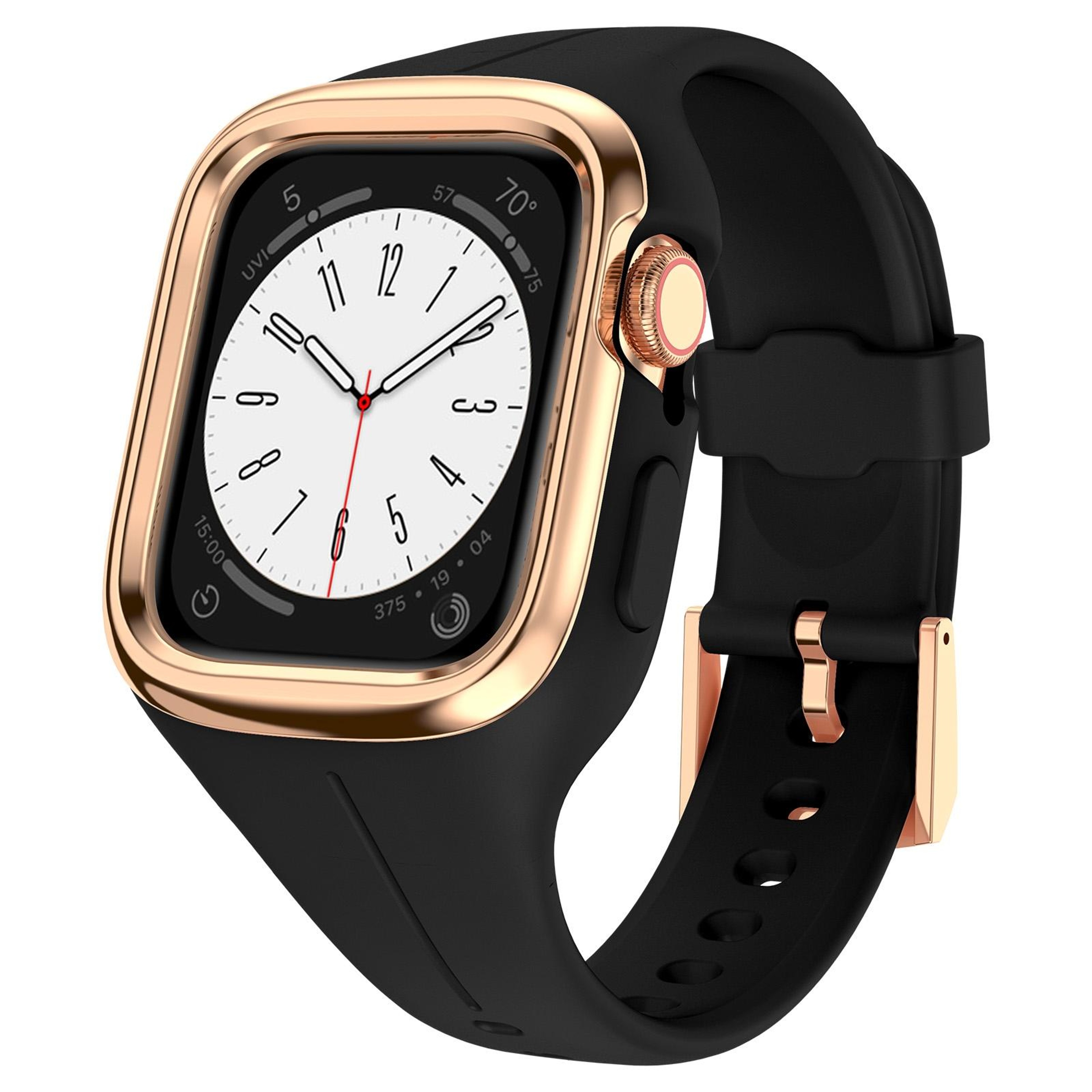 Apple Watch Silicone Watch Band With Stainless Steel Frame Adjustable Replacement Strap 2