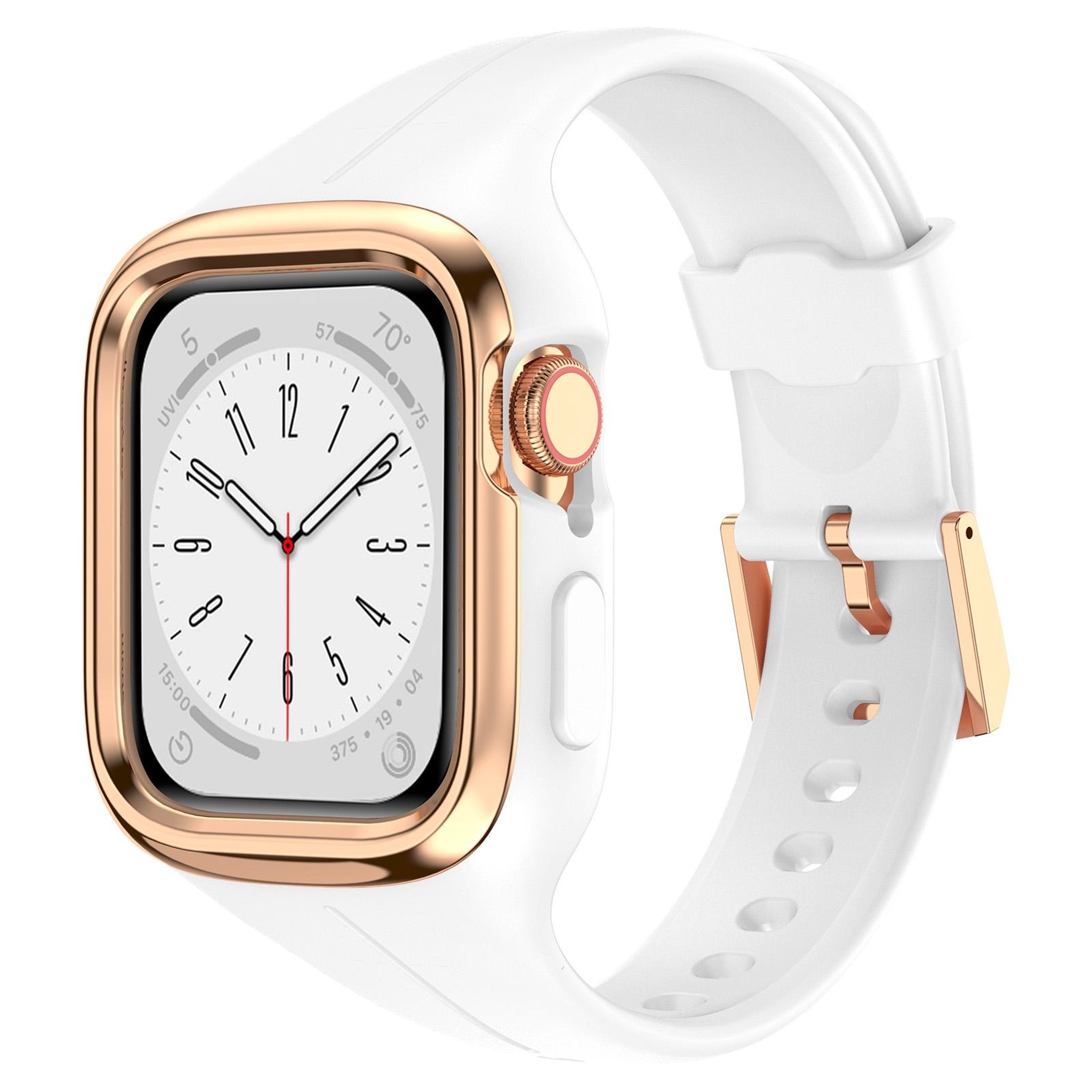 Apple Watch Silicone Watch Band With Stainless Steel Frame Adjustable Replacement Strap 9
