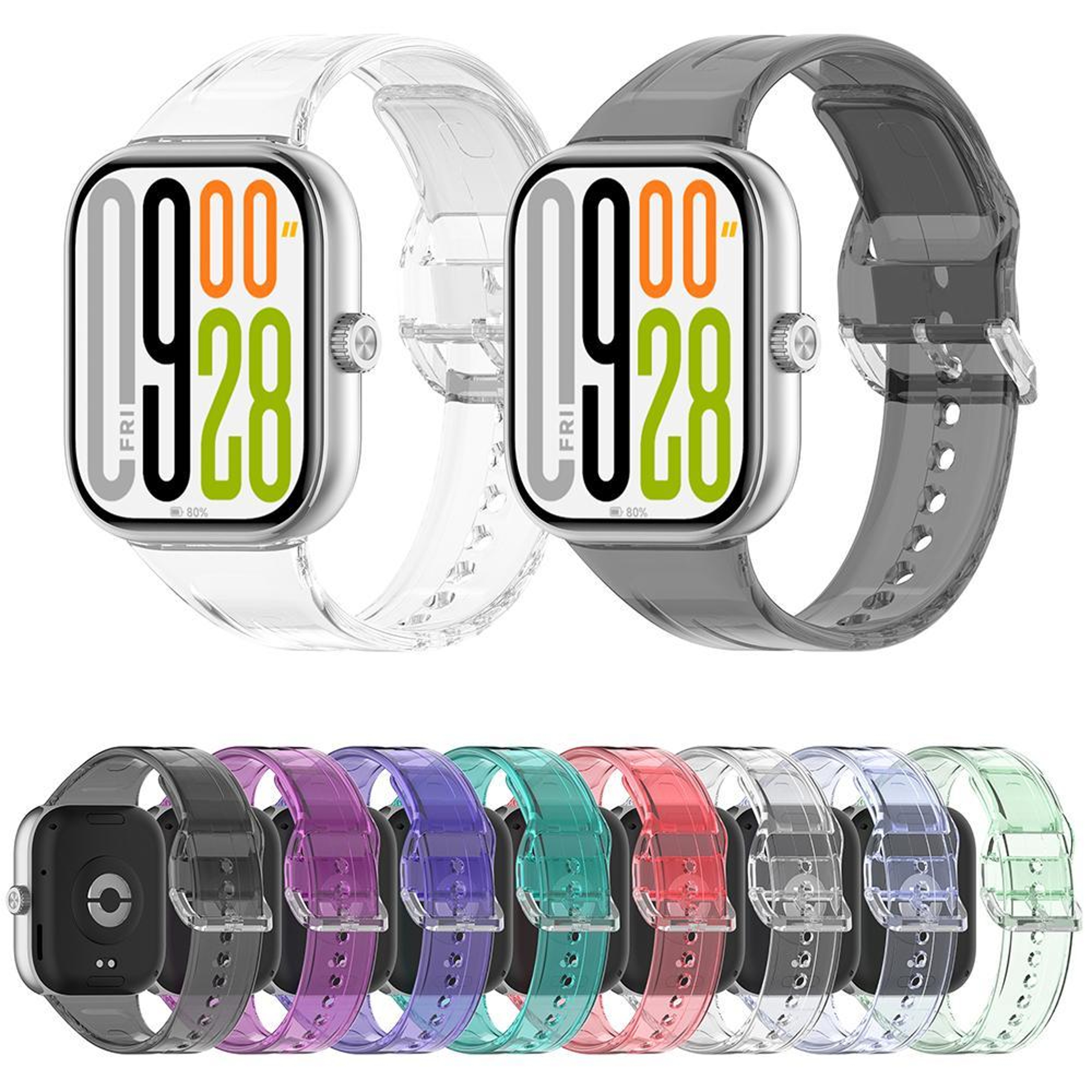 Color Changing TPU Watch Band For Xiaomi Band 10 Pro Redmi Watch 6 5 4 Soft Replacement Strap 7