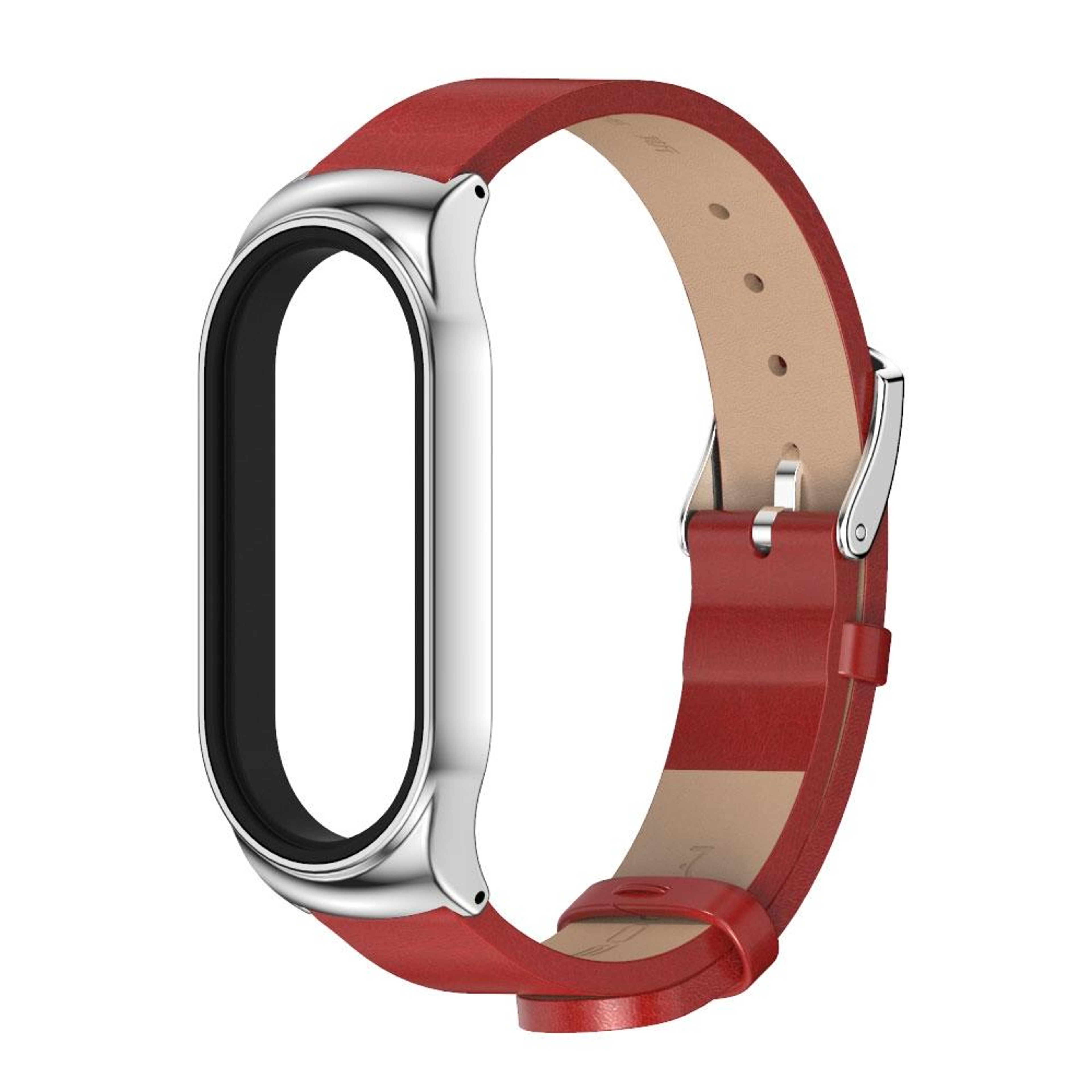 MIJOBS Xiaomi Mi Band 7 Strap Metal Case With Microfiber Leather Watch Band Replacement 4
