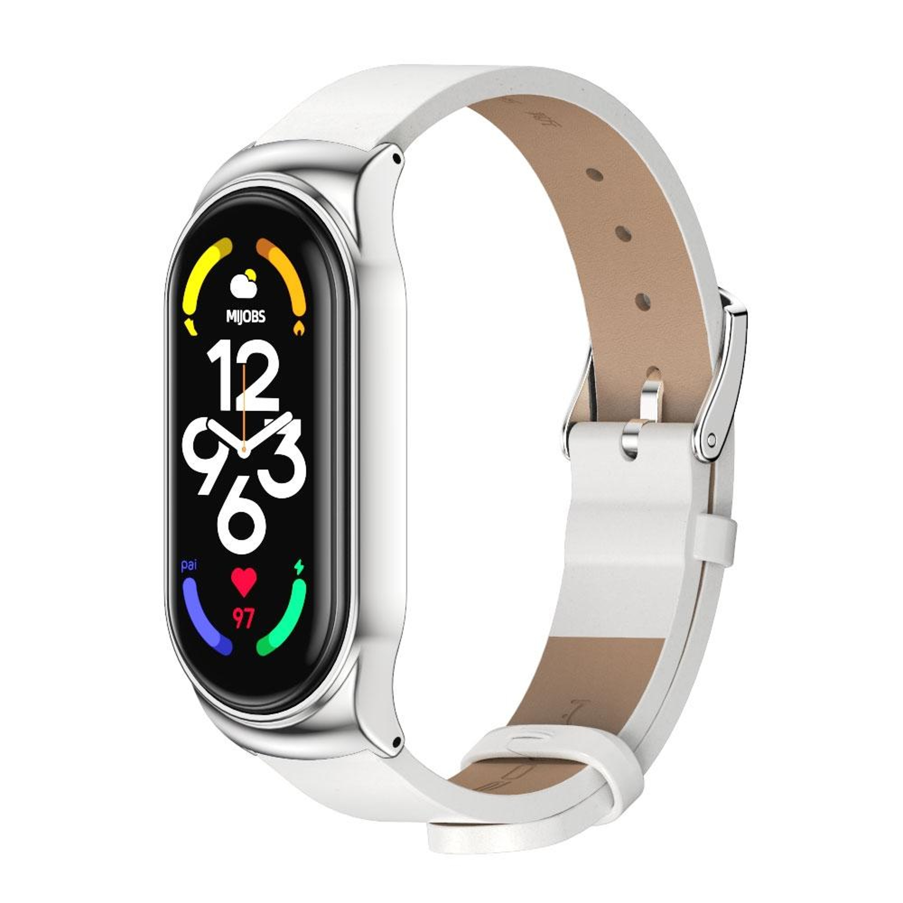 MIJOBS Xiaomi Mi Band 7 Strap Metal Case With Microfiber Leather Watch Band Replacement 5