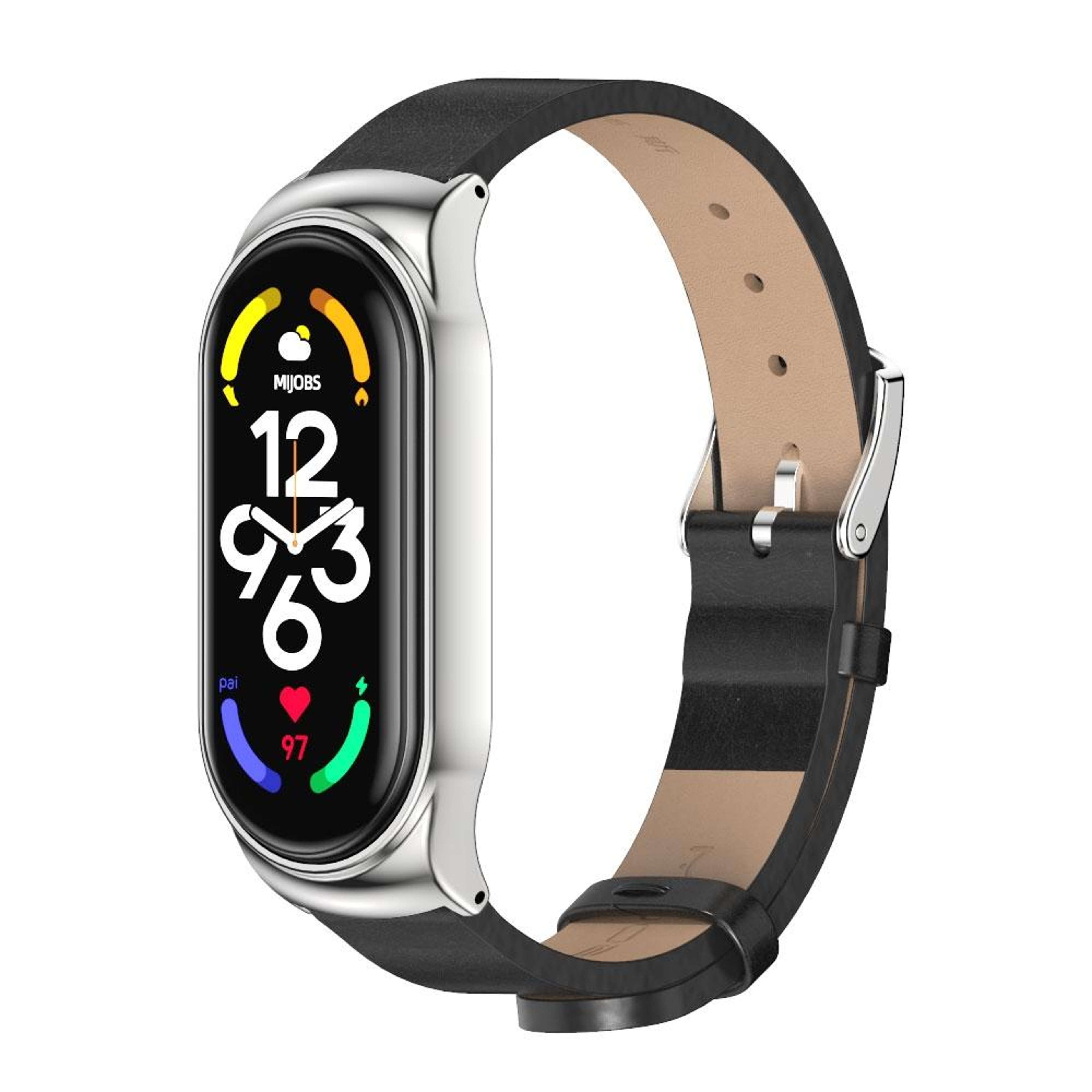 MIJOBS Xiaomi Mi Band 7 Strap Metal Case With Microfiber Leather Watch Band Replacement 8