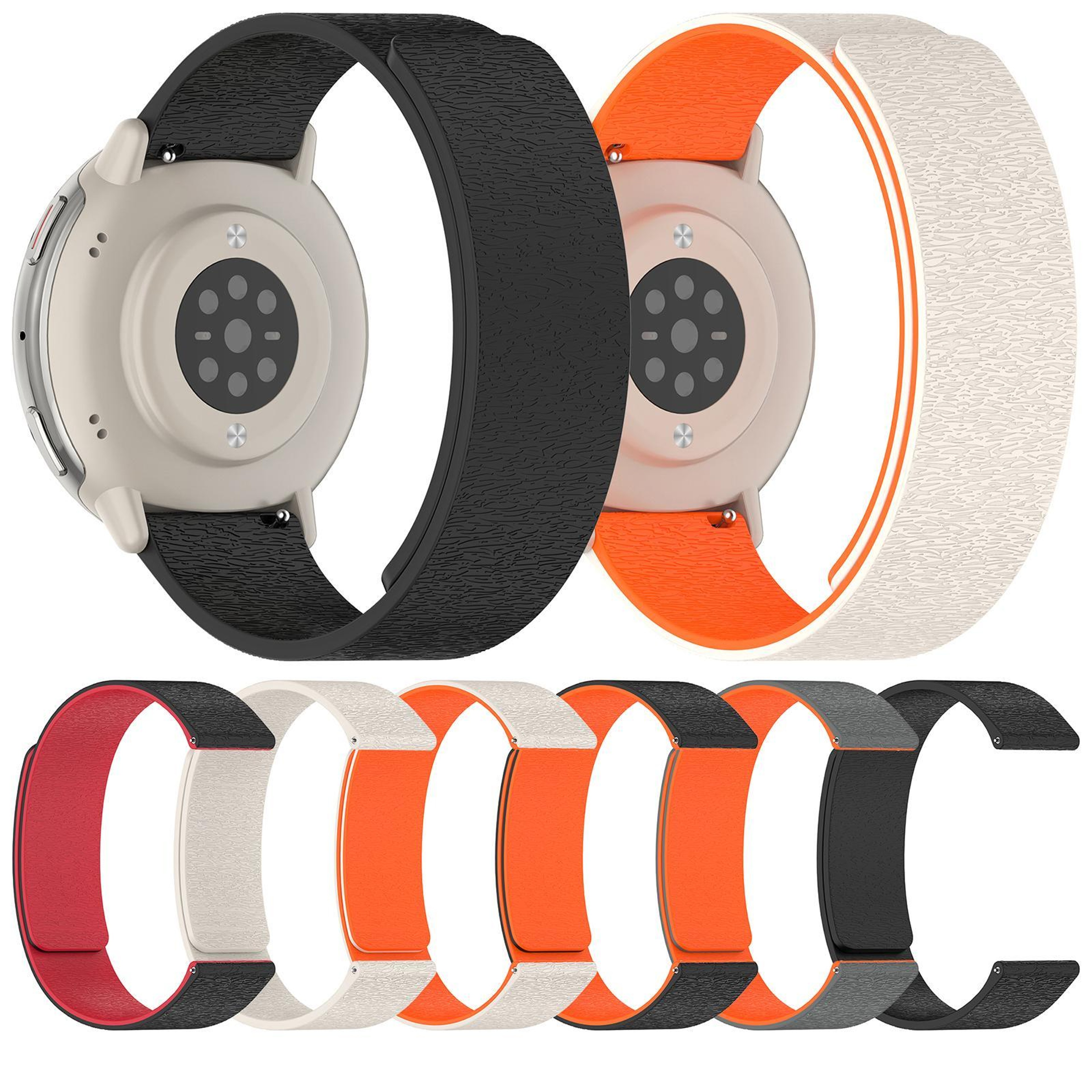 For Amazfit Active 2 Magnetic Silicone Watch Band Cloud Wood Grain Soft Replacement Strap 9