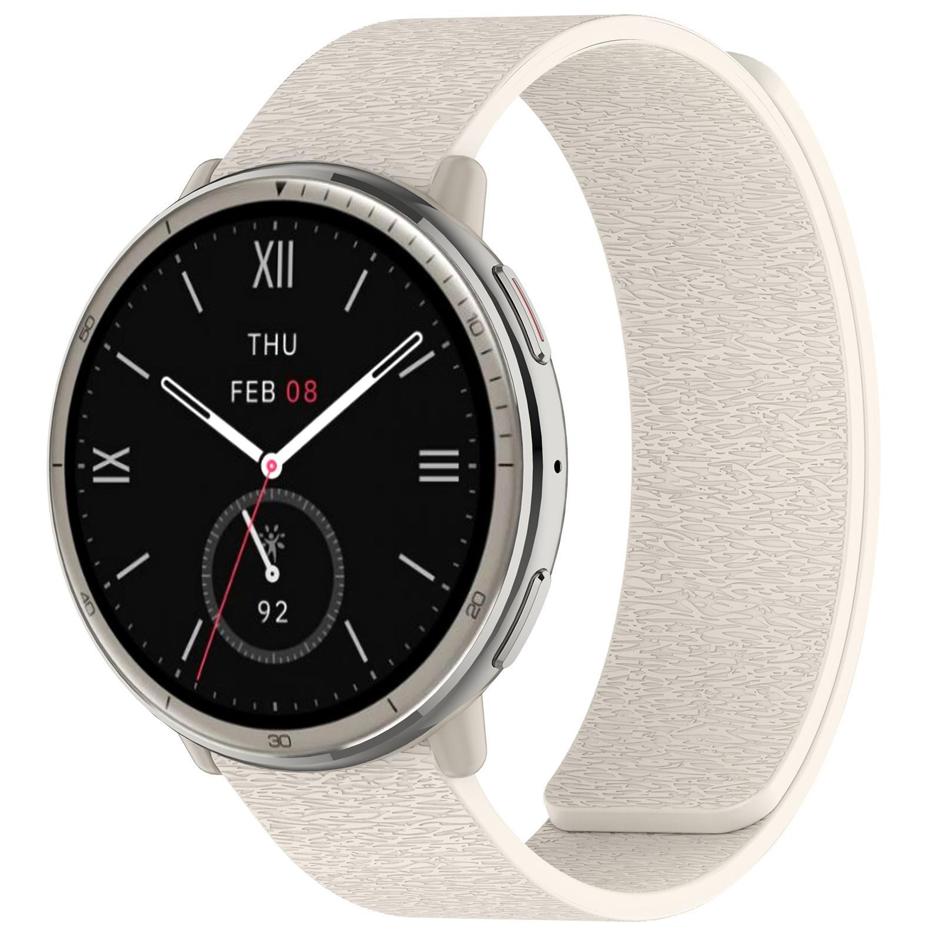 For Amazfit Active 2 Magnetic Silicone Watch Band Cloud Wood Grain Soft Replacement Strap 5