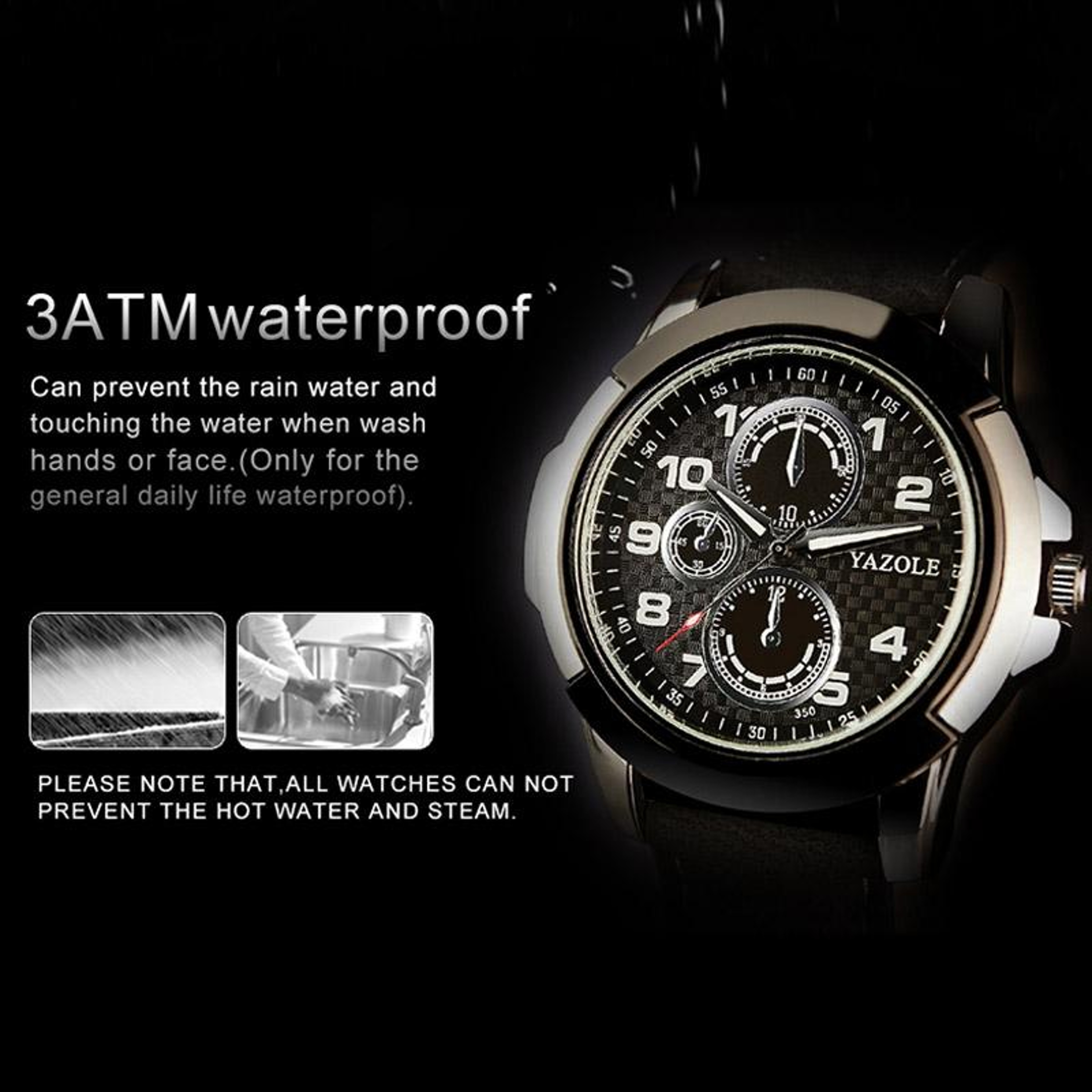 YAZOLE 350 Mens Sports Watch Quartz Watch With Three Eye Dial And 3ATM Water Resistance 6