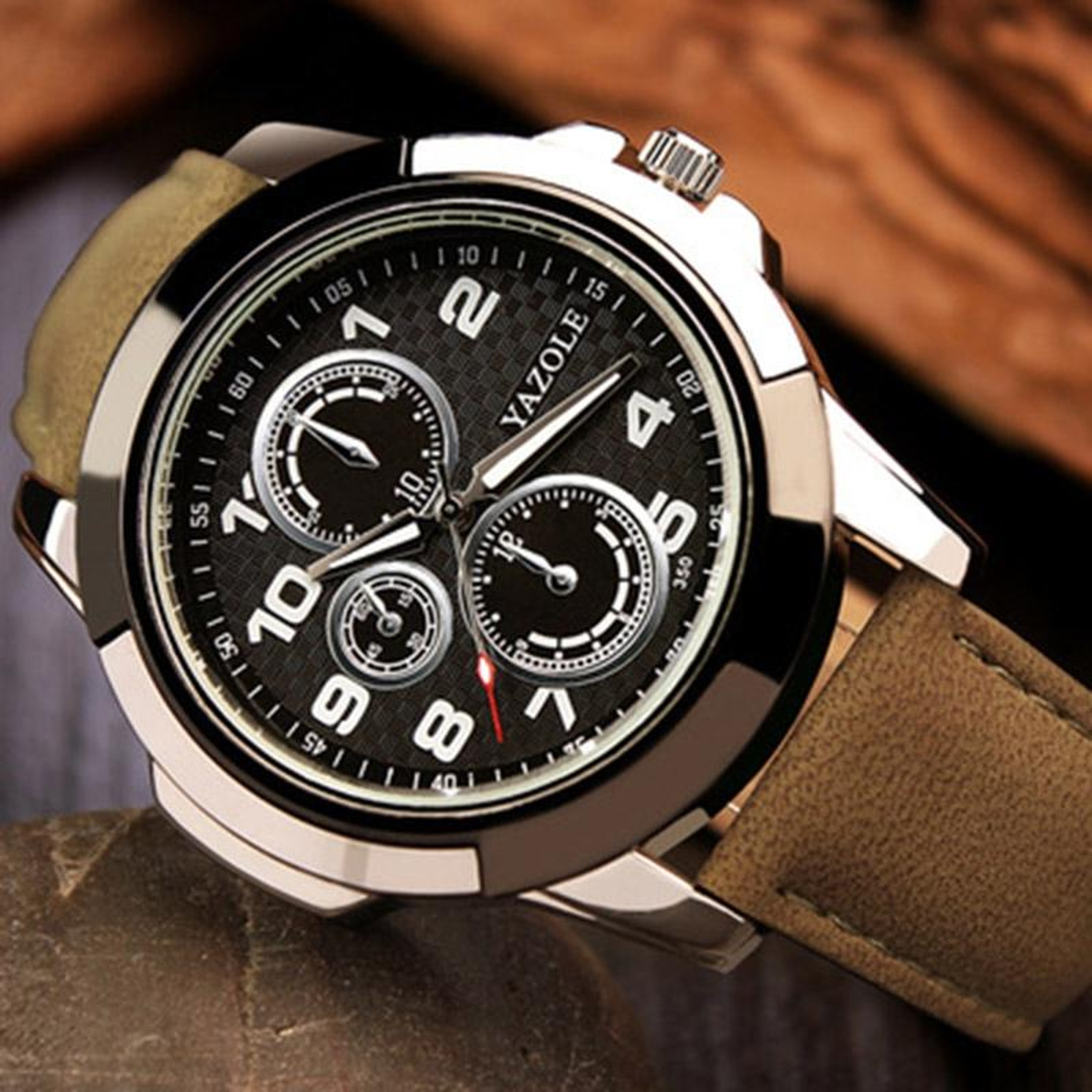 YAZOLE 350 Mens Sports Watch Quartz Watch With Three Eye Dial And 3ATM Water Resistance 8