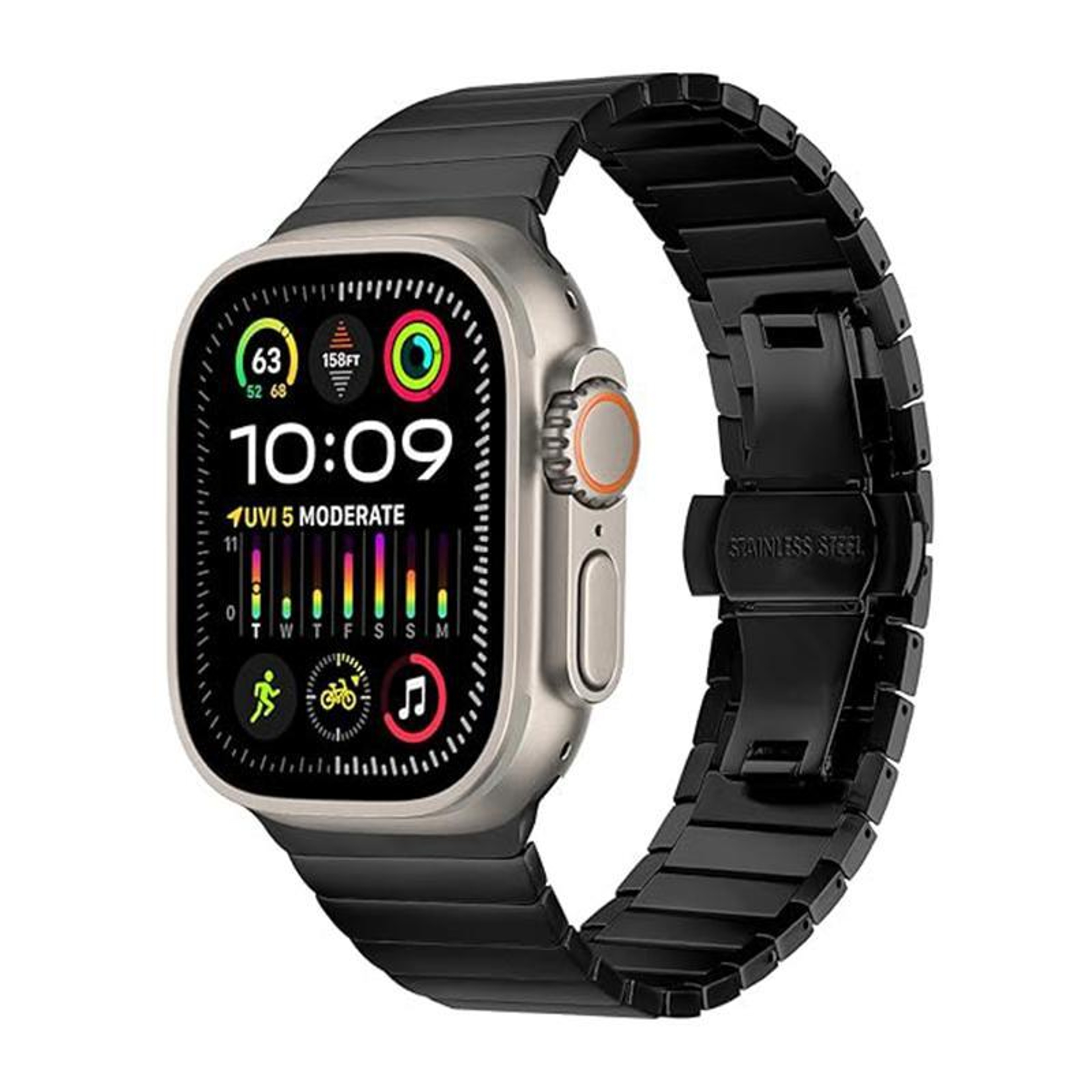 Apple Watch Titanium Watch Band With Butterfly Clasp Adjustable Metal Strap 2