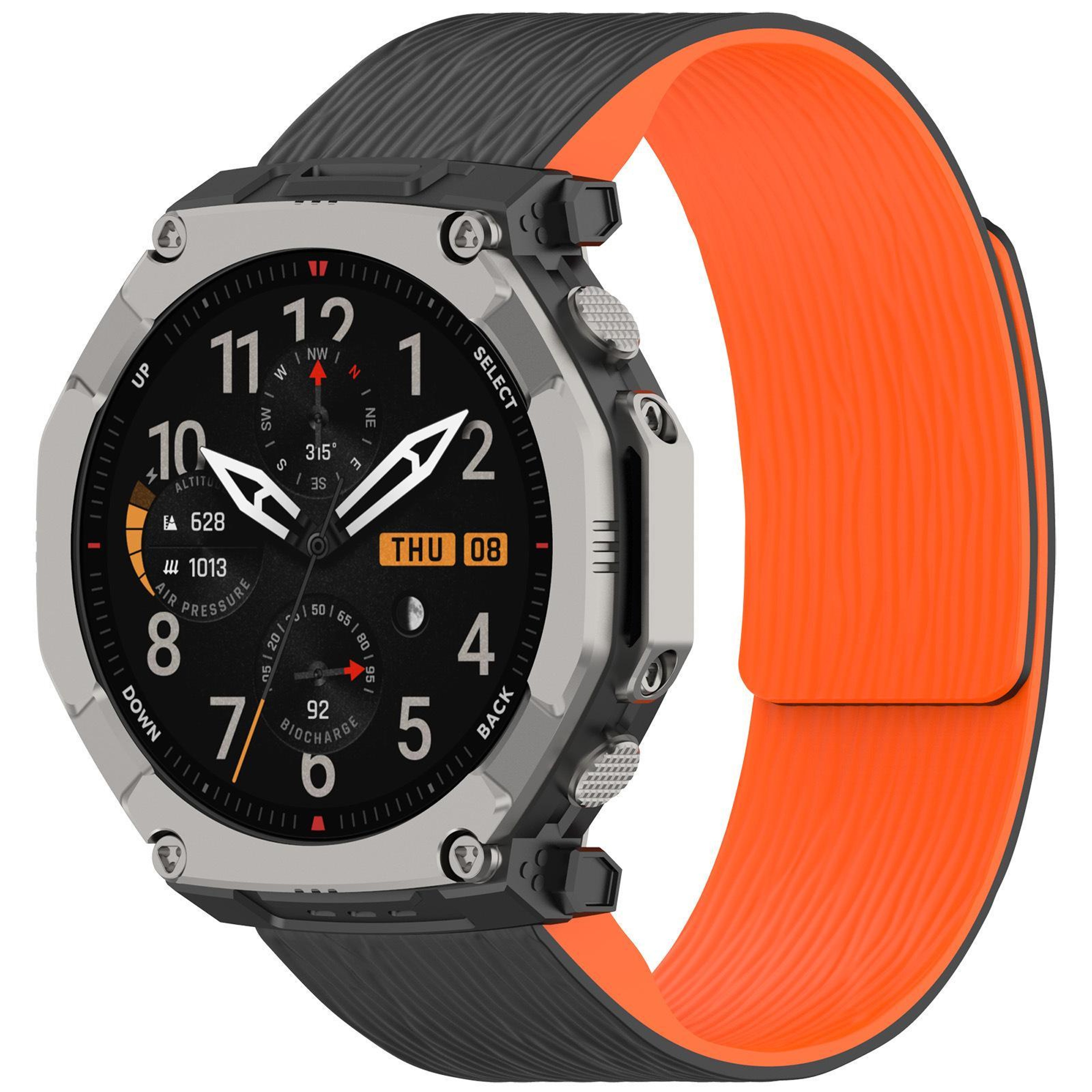 Amazfit T Rex Ultra 2 Magnetic Silicone Watch Band Pleated Texture Adjustable Replacement Strap 9