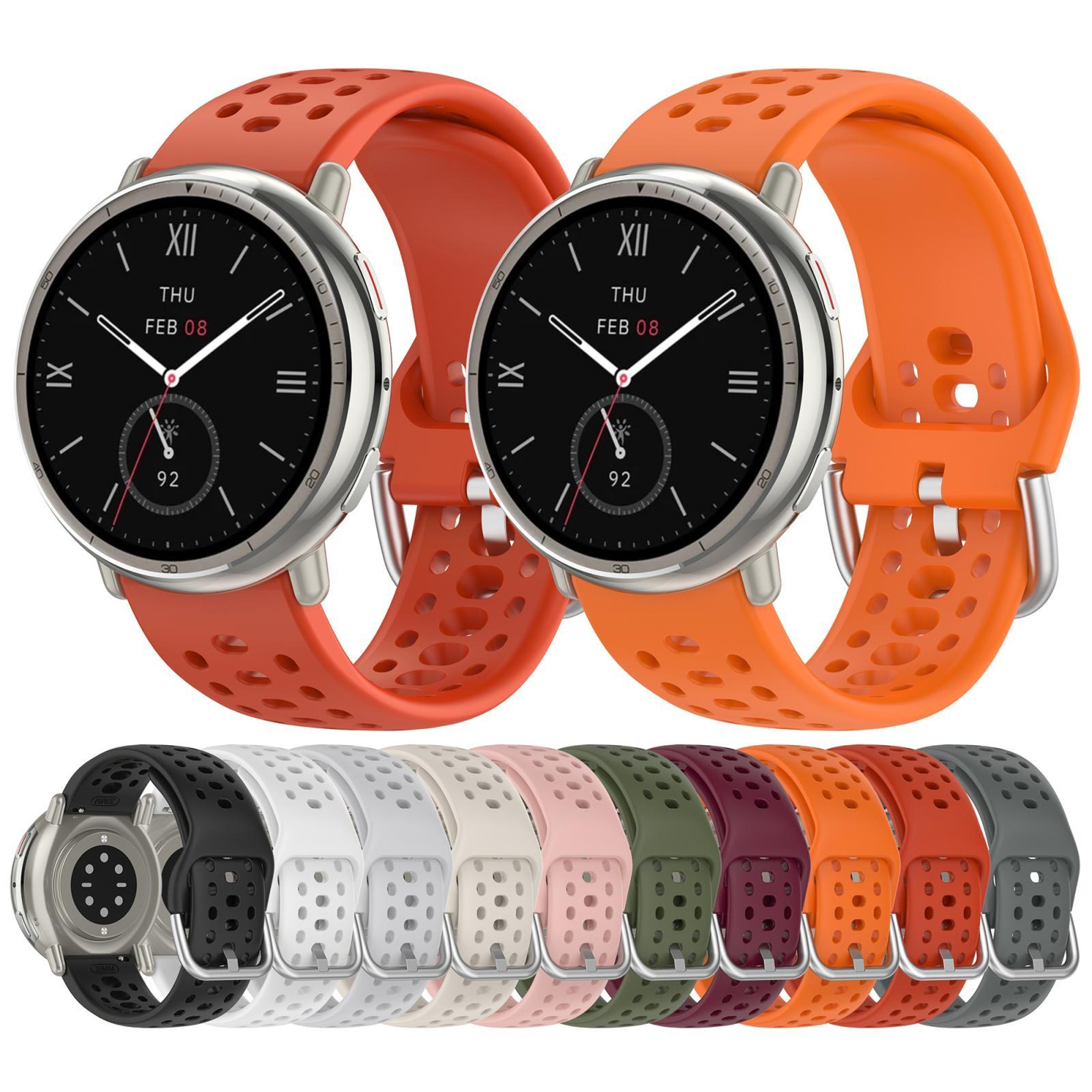 For Amazfit Active 2 20mm Silicone Watch Band Breathable Holes Style Sport Replacement Strap – view 9