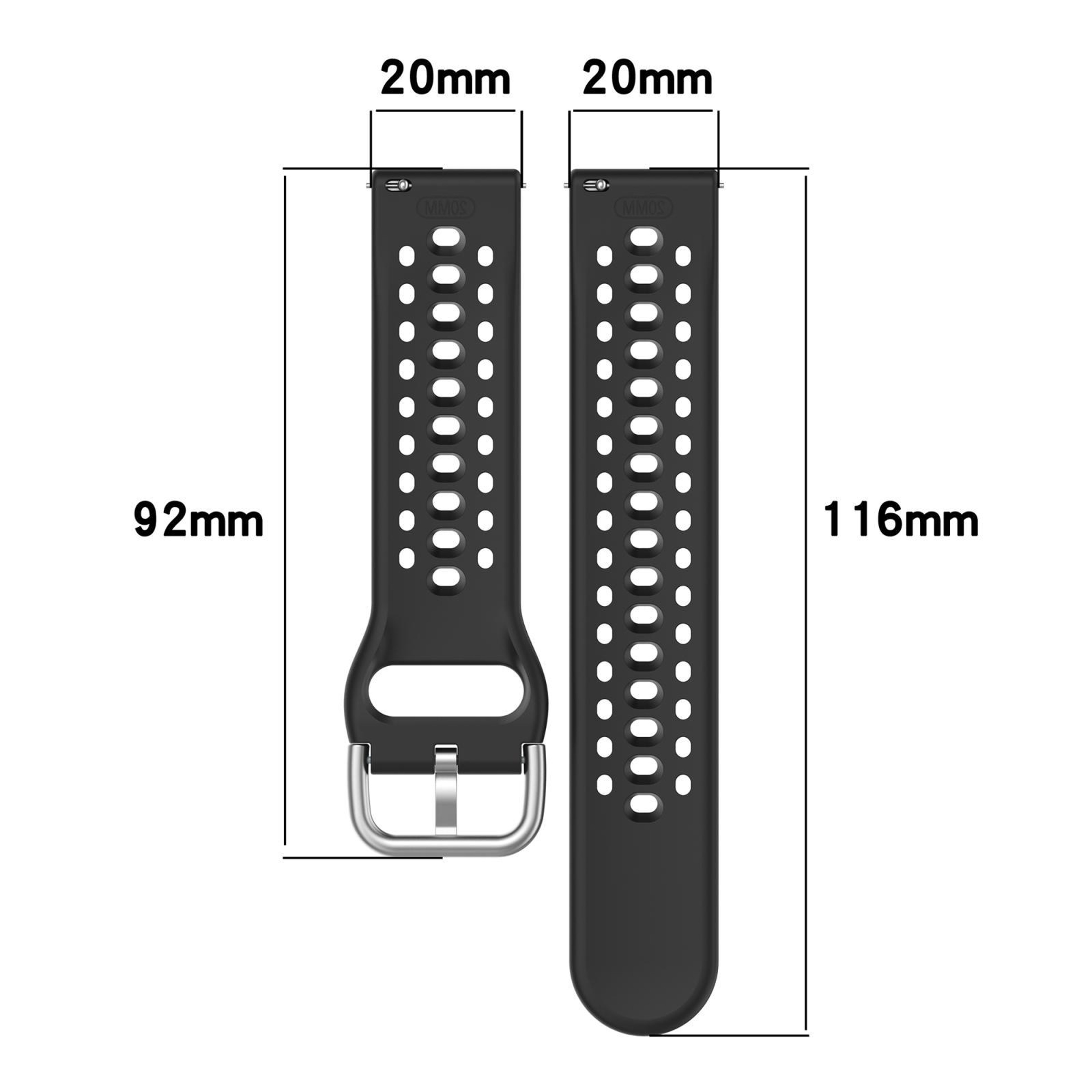 For Amazfit Active 2 20mm Silicone Watch Band Breathable Holes Style Sport Replacement Strap – view 16