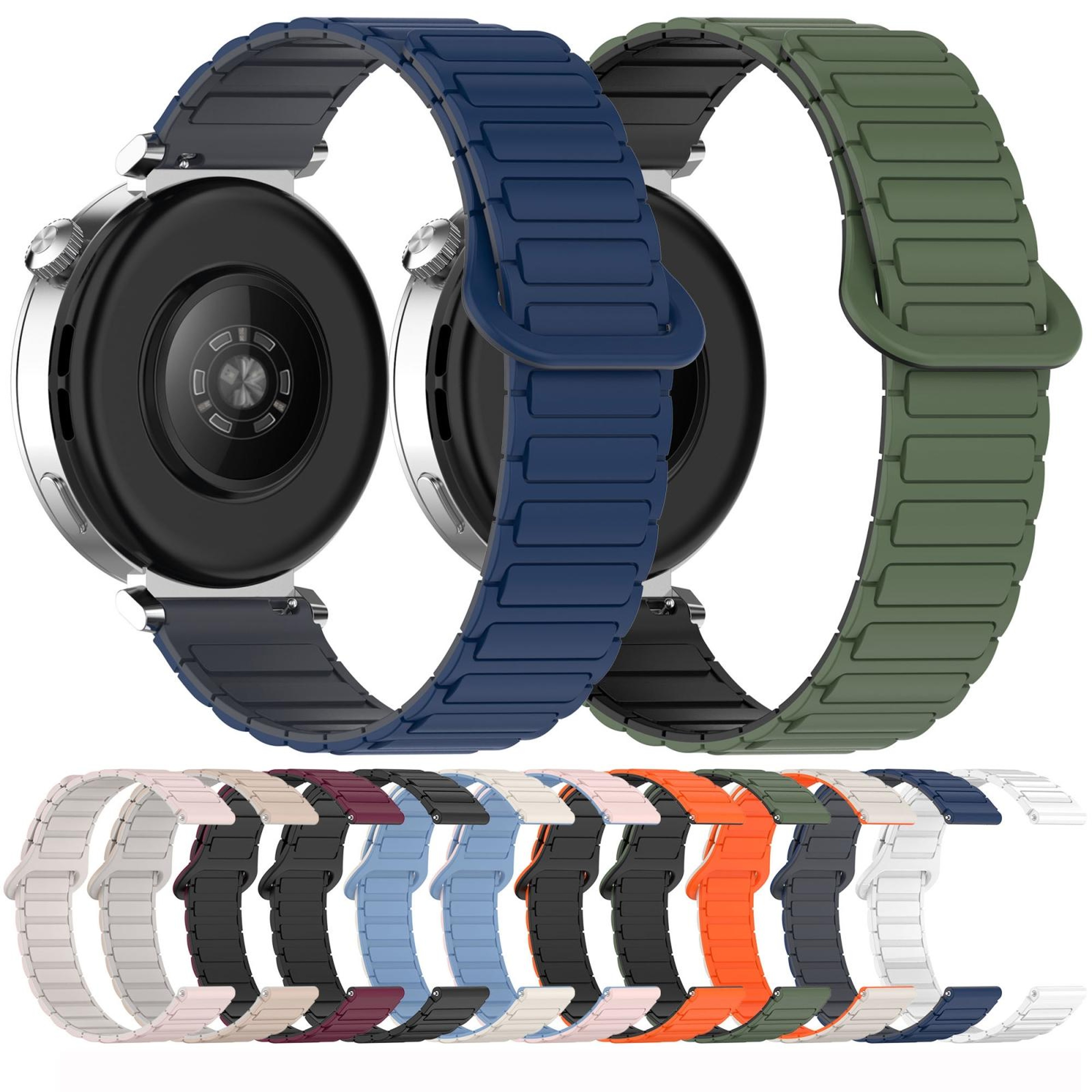 Samsung Galaxy Watch3 45mm Magnetic Silicone Watch Band Dual Color Adjustable Replacement Strap 12