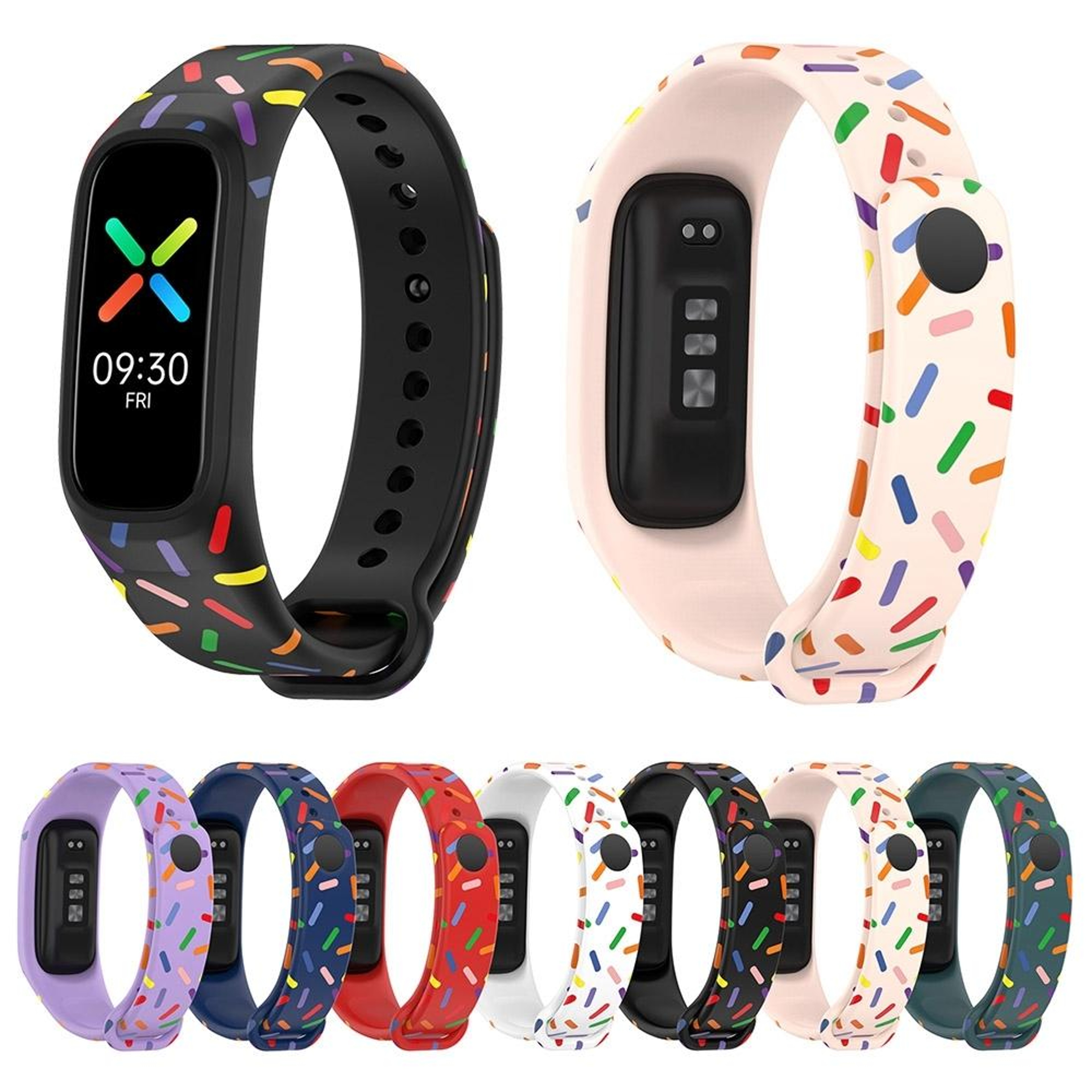 OPPO Band Silicone Watch Band Sports Rainbow Dots Soft Replacement Strap 7