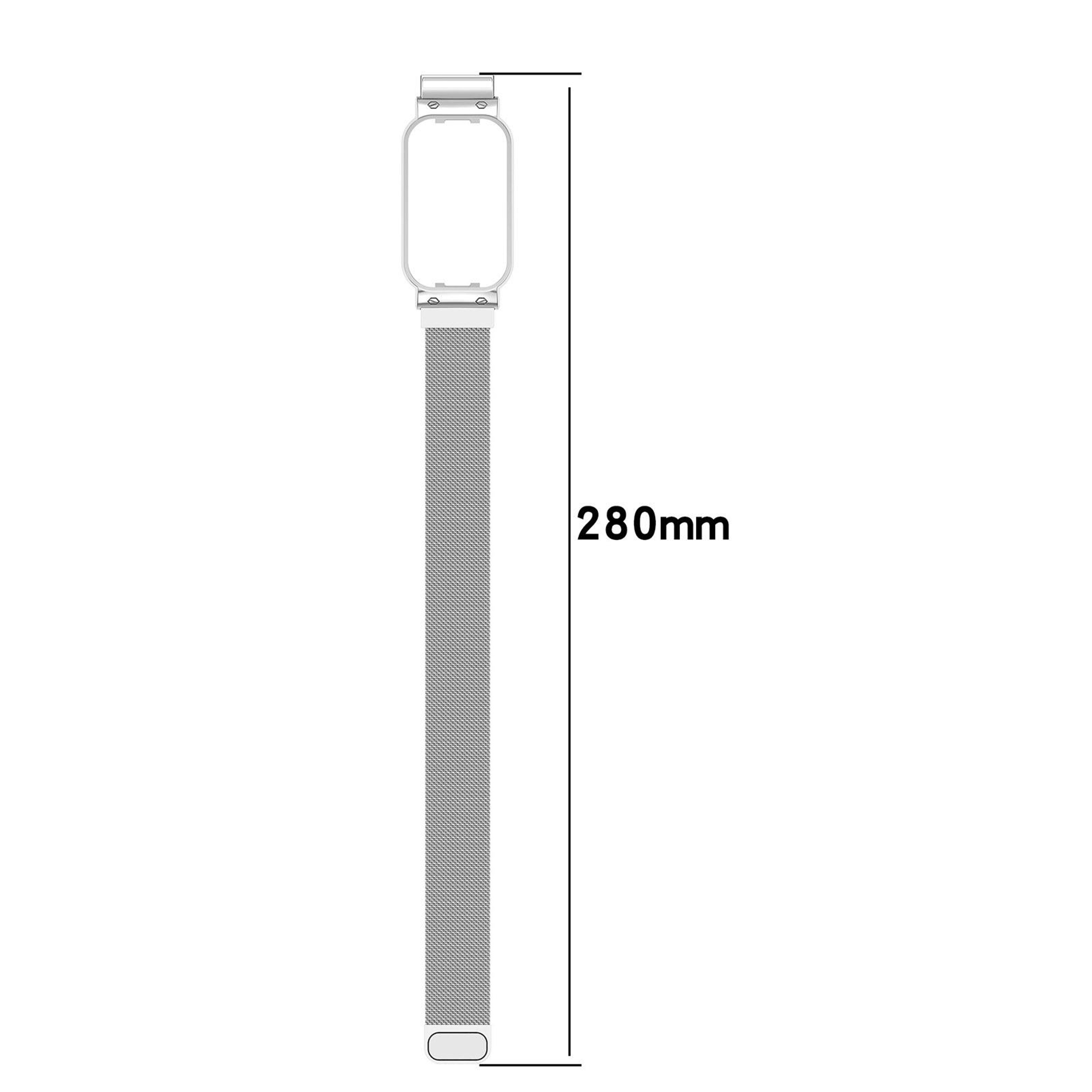 Redmi Band 2 Milanese Metal Watch Band Adjustable Stainless Steel Watch Strap With Protective Frame 9