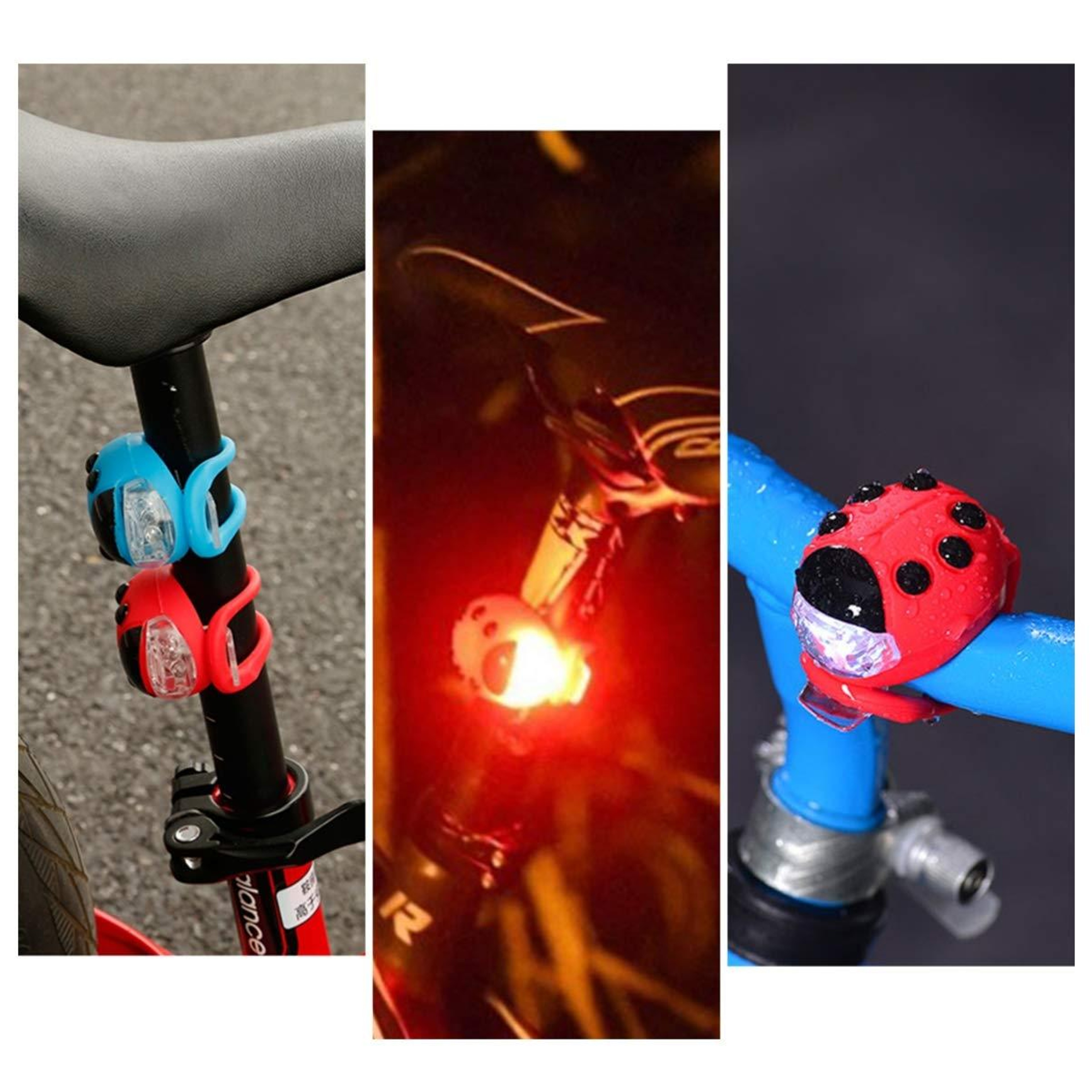 Cute Bike LED Light Waterproof Silicone Bicycle Light Ladybug Safety Headlight 10
