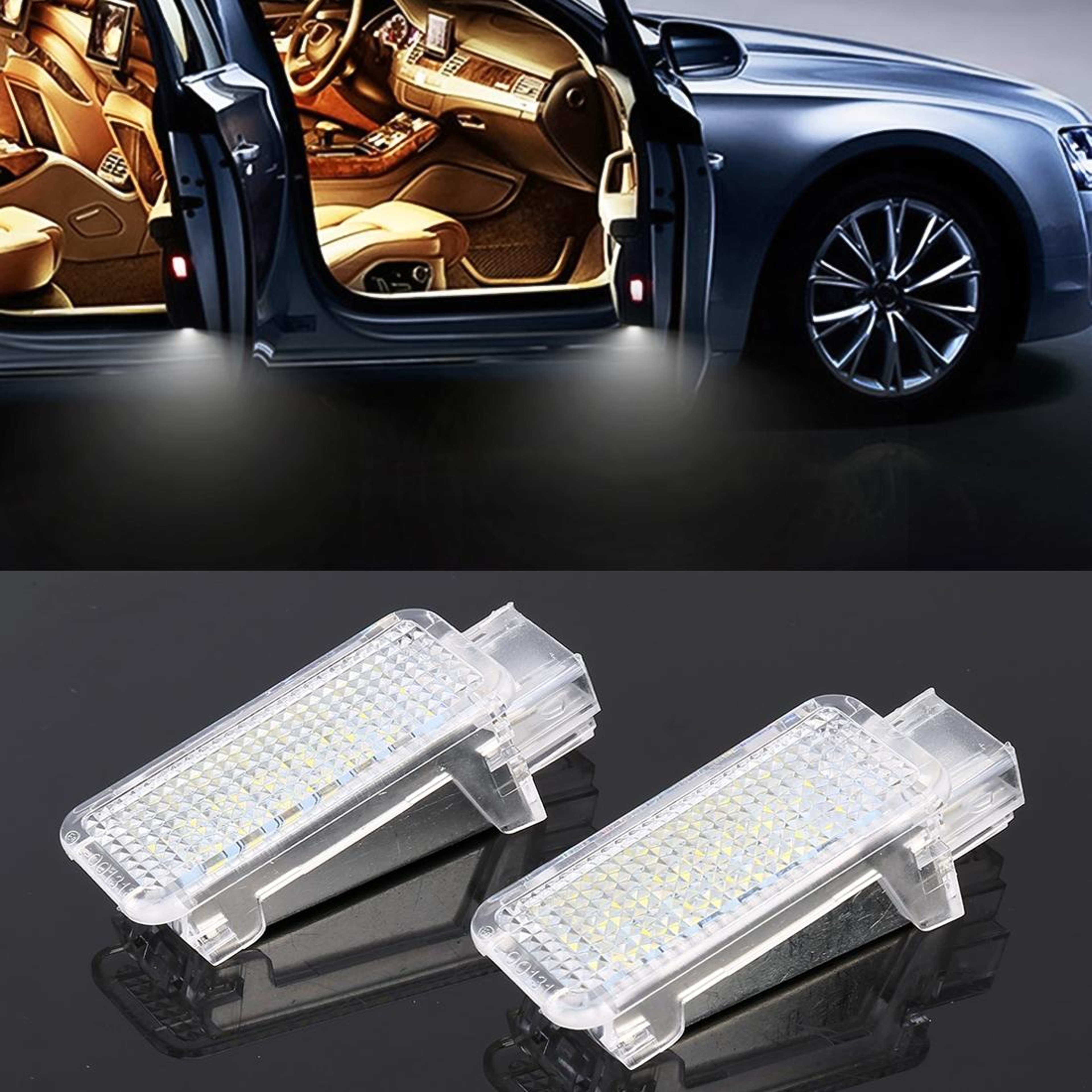 LED Car Door Lights For Audi Volkswagen Plug And Play Welcome Courtesy Lamps 11