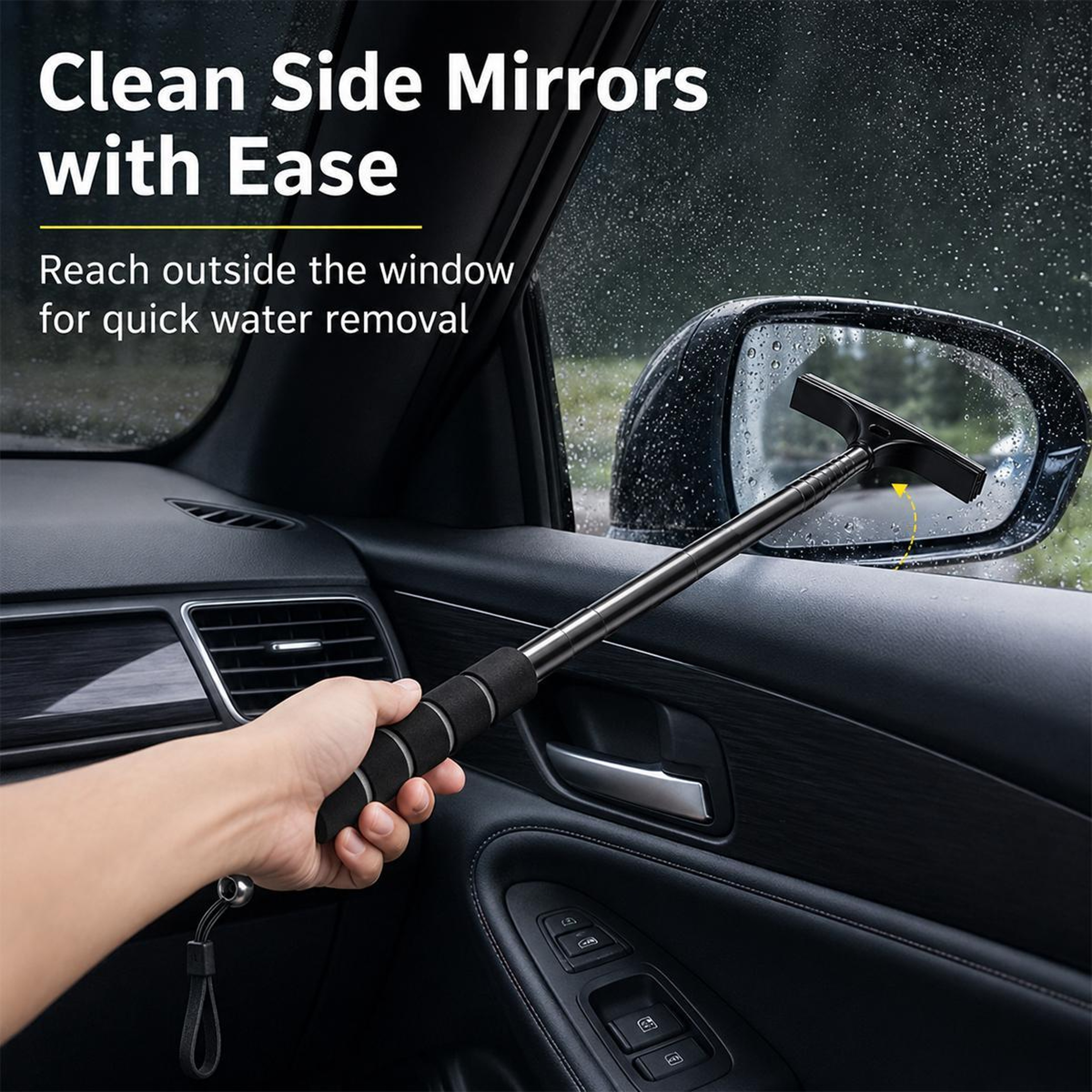 Car Rearview Mirror Wiper Telescopic Window Cleaner Stainless Steel Extendable Glass Squeegee 7