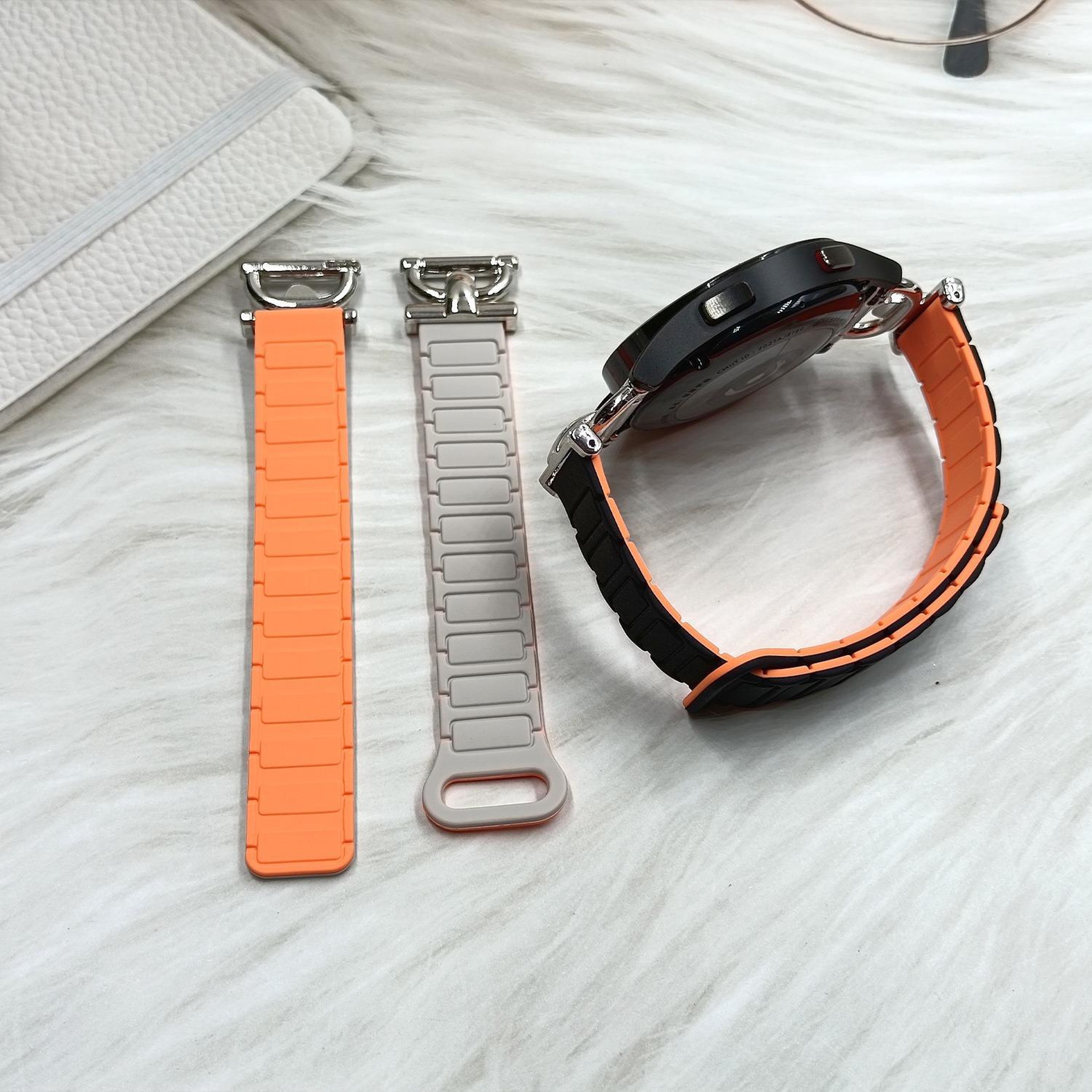 22mm Magnetic Silicone Watch Band D Shaped Tri Bead Adjustable Smartwatch Replacement Strap – view 3