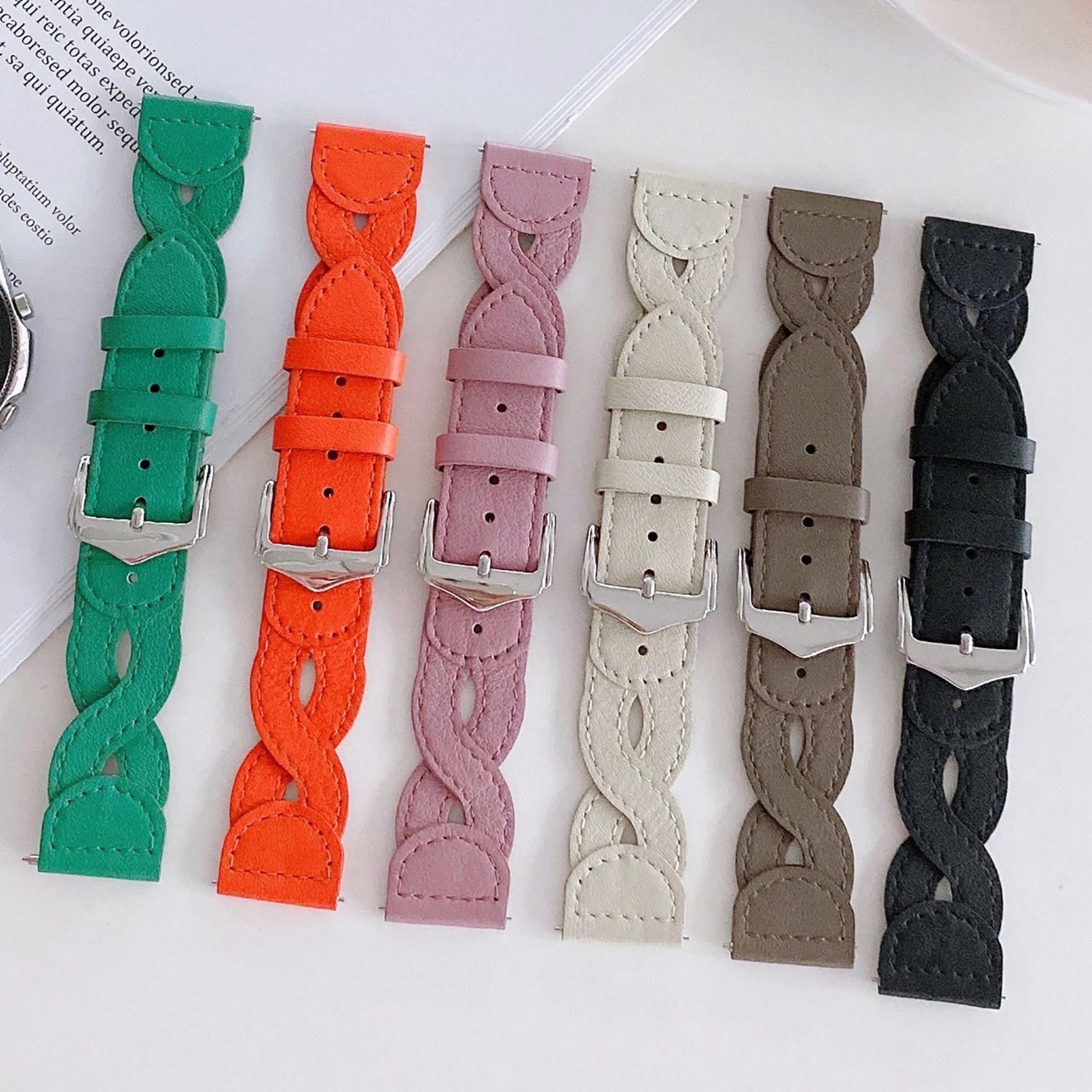 Genuine Leather Watch Band Universal Replacement Strap With Twist Stitch Design 10