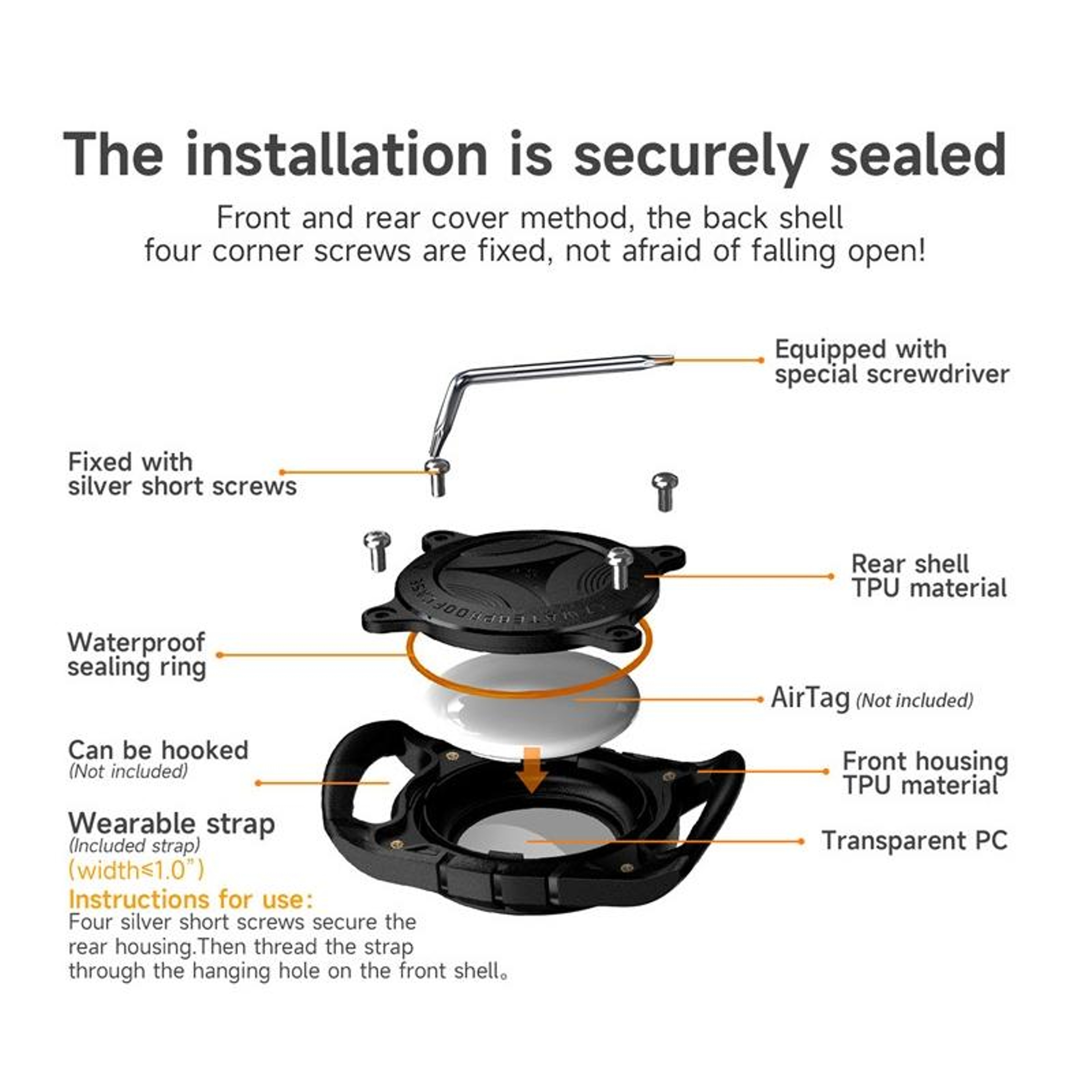 AirTag Wristband Waterproof AirTag Case IP67 Protective Bracelet For AirTag 1st Gen And 2nd Gen 3