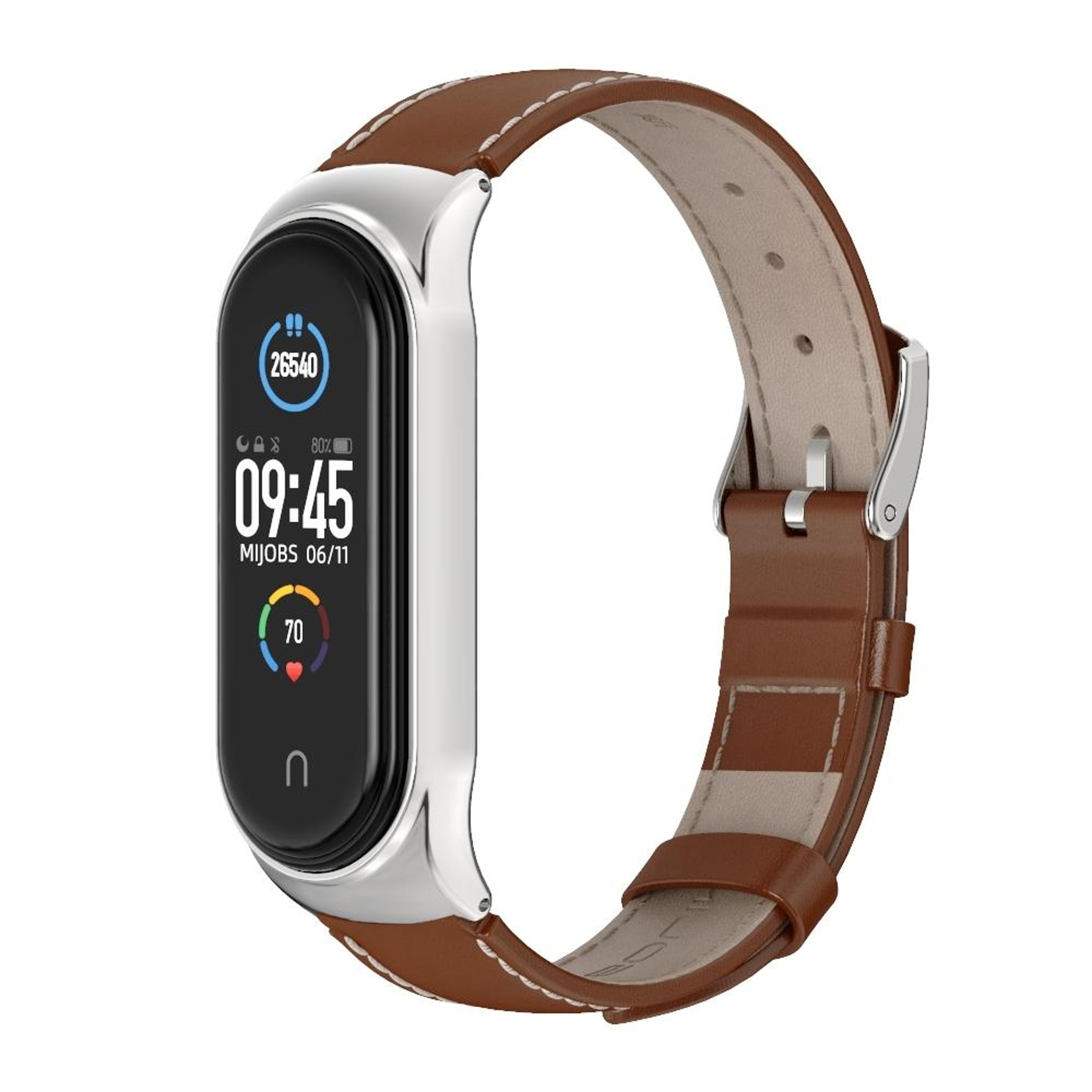 Mijobs Genuine Cowhide Xiaomi Mi Band 6 Leather Strap Adjustable Replacement Watch Band for Mi Band 5 – view 2