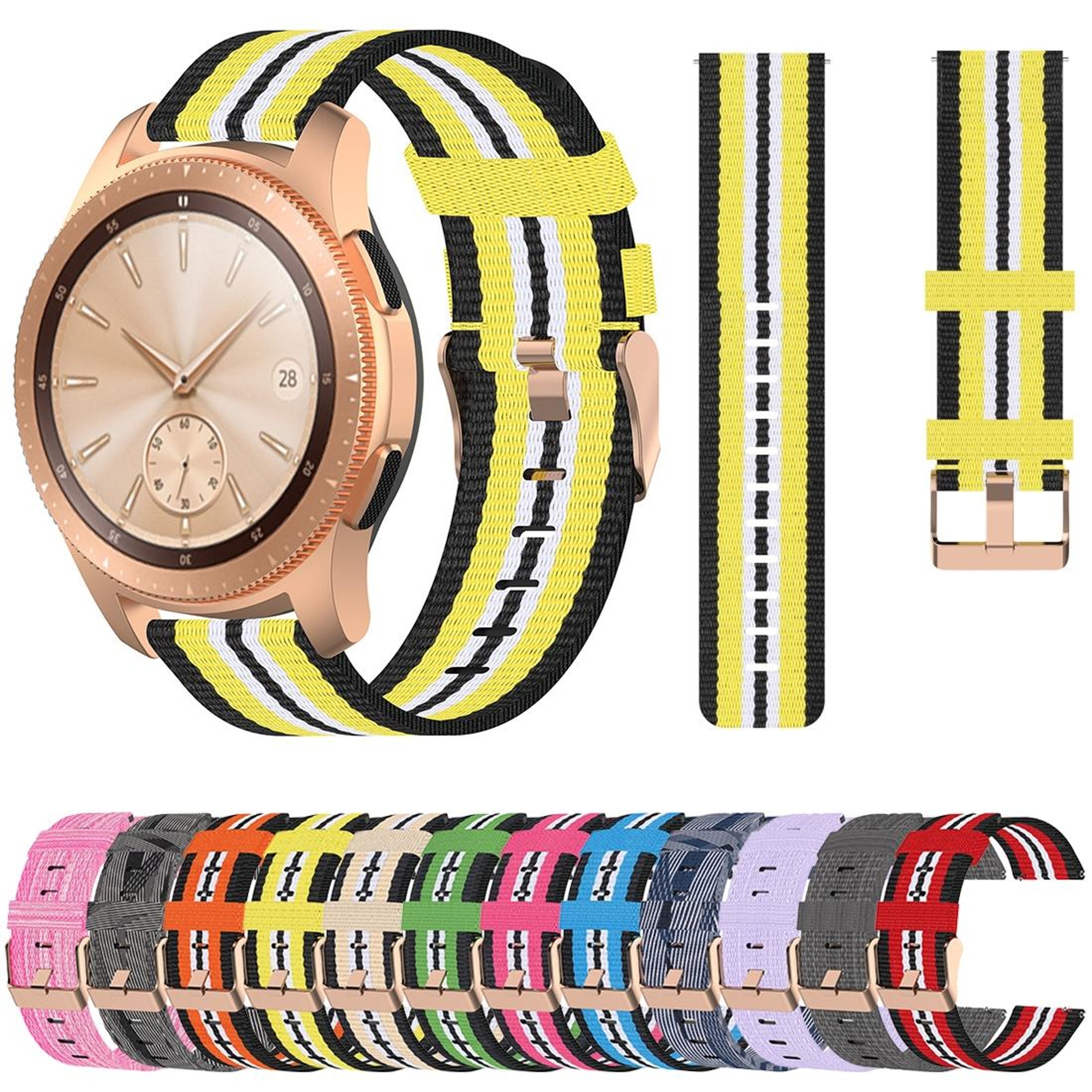 Galaxy Watch 42mm Nylon Canvas Watch Band Breathable Adjustable Replacement Strap 8