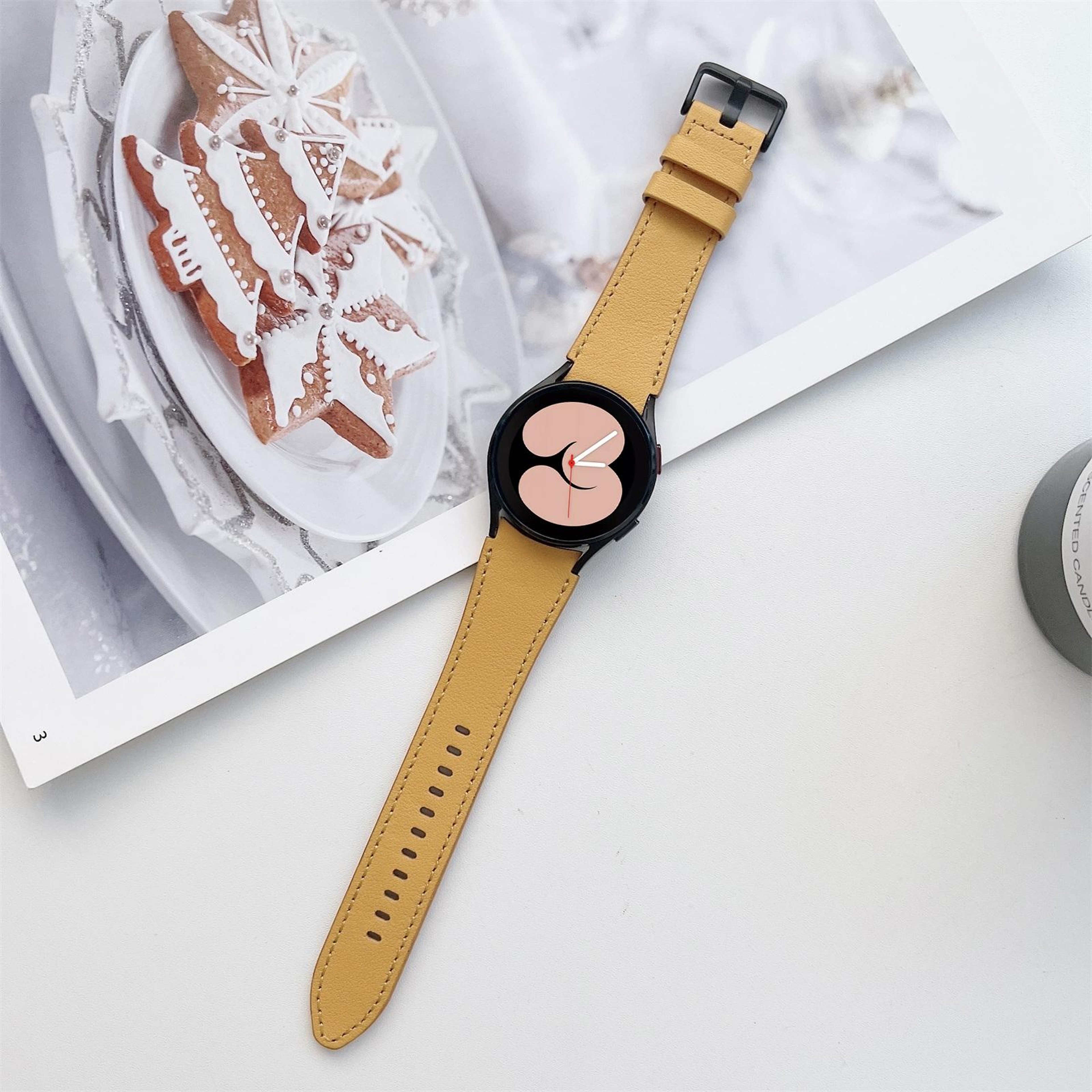 Samsung Galaxy Watch4 Leather Strap Double Sided Adjustable Replacement Watch Band 7