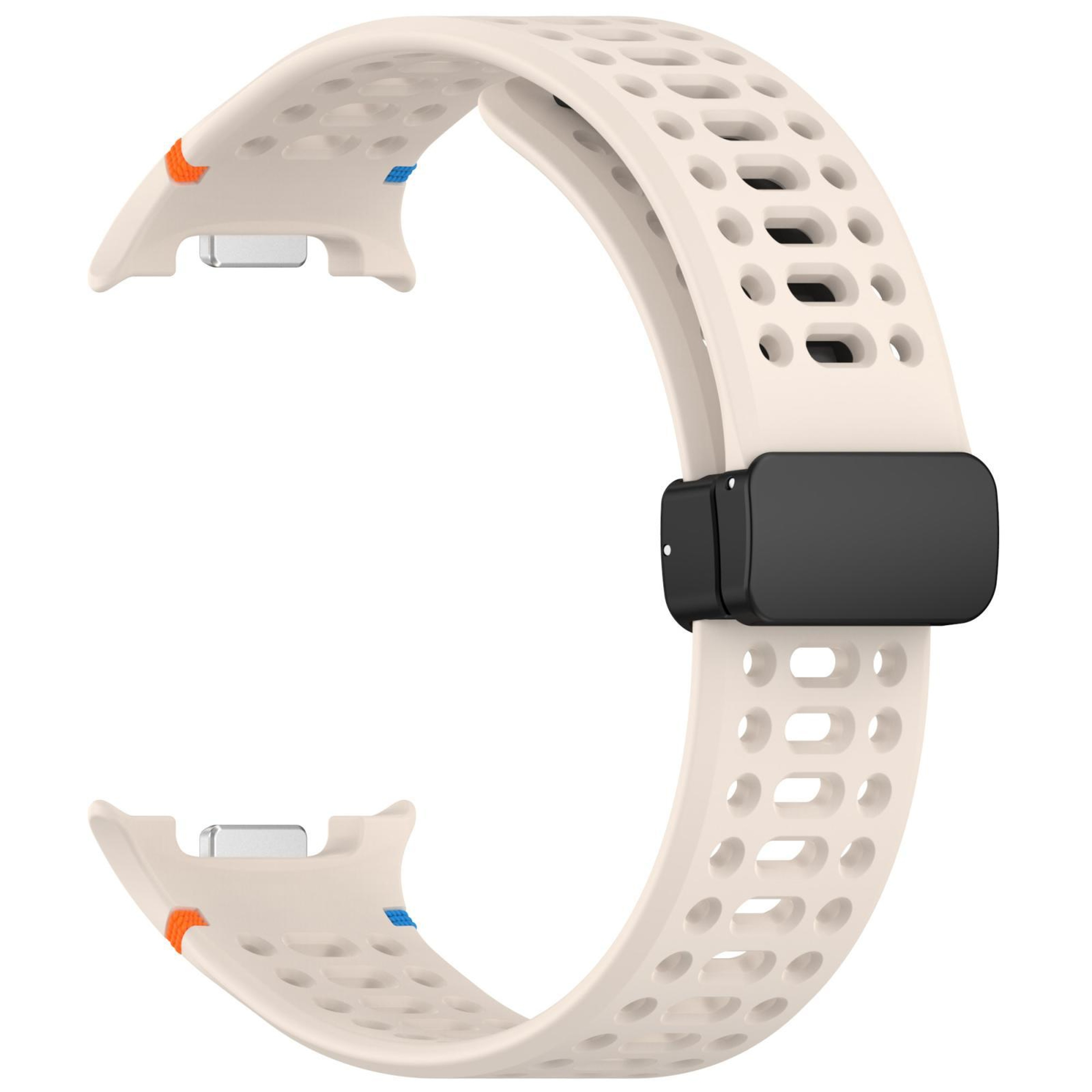 Samsung Galaxy Watch8 Magnetic Silicone Watch Band Breathable Stitched Replacement Strap With Black 4