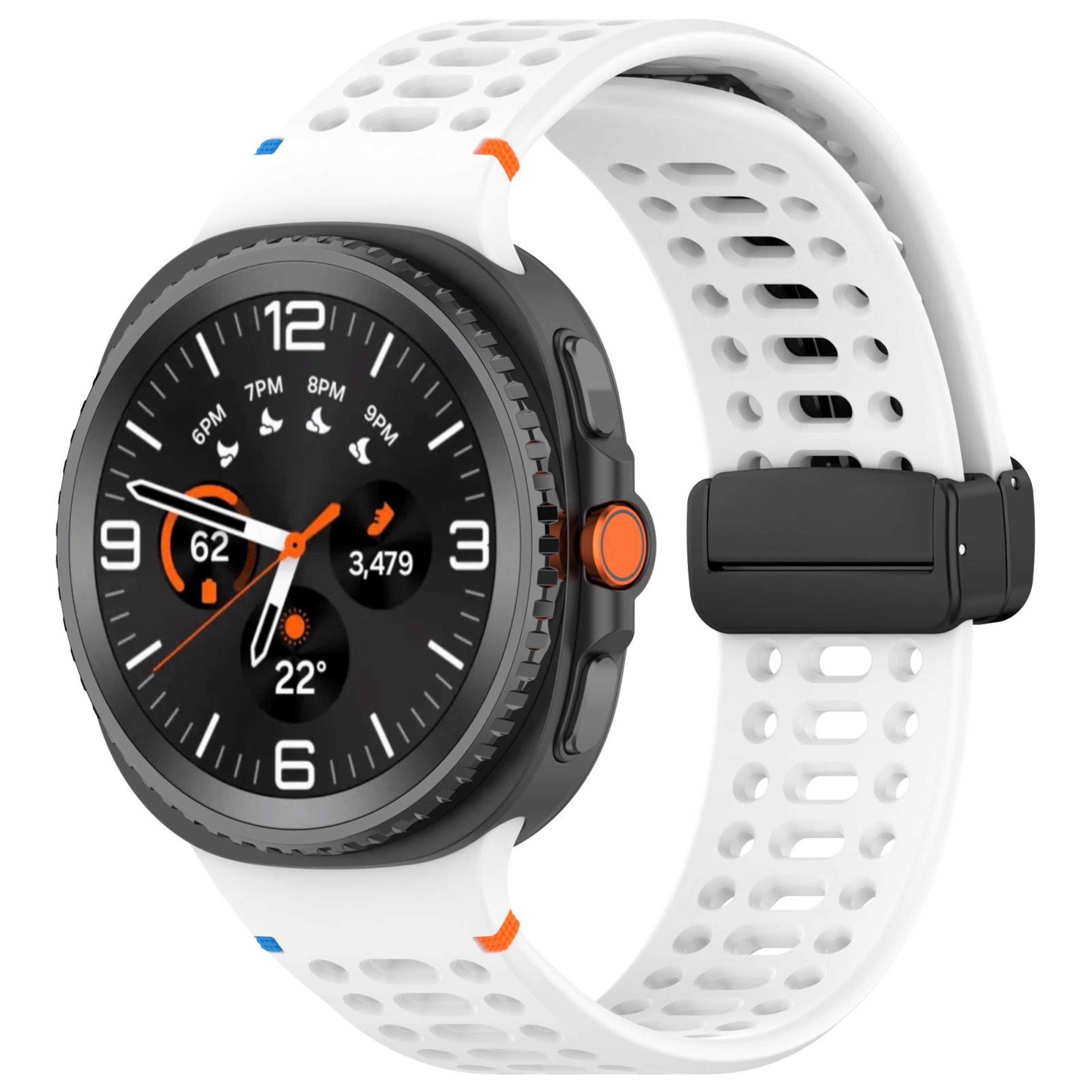 Samsung Galaxy Watch8 Magnetic Silicone Watch Band Breathable Stitched Replacement Strap With Black 10