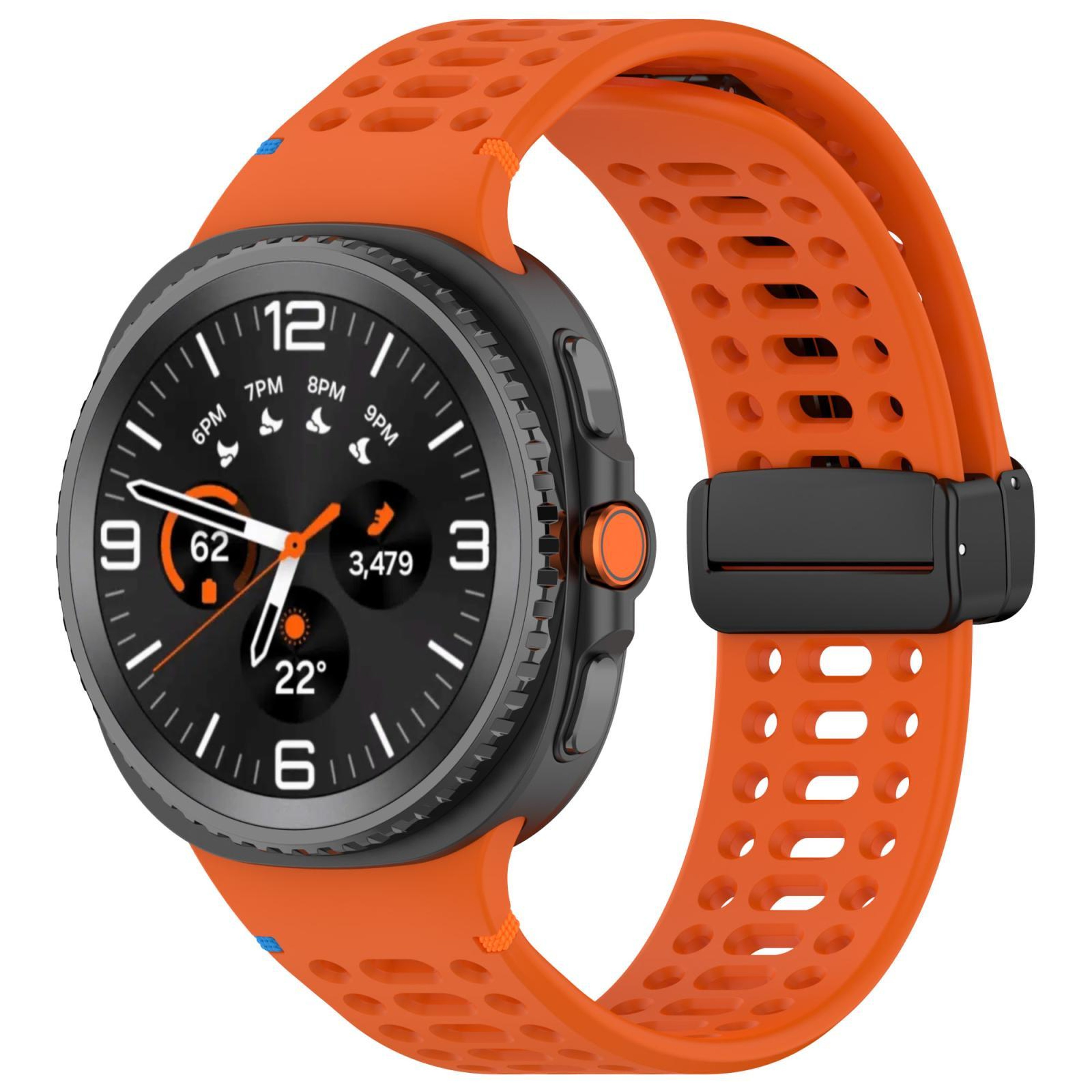 Samsung Galaxy Watch8 Magnetic Silicone Watch Band Breathable Stitched Replacement Strap With Black 1