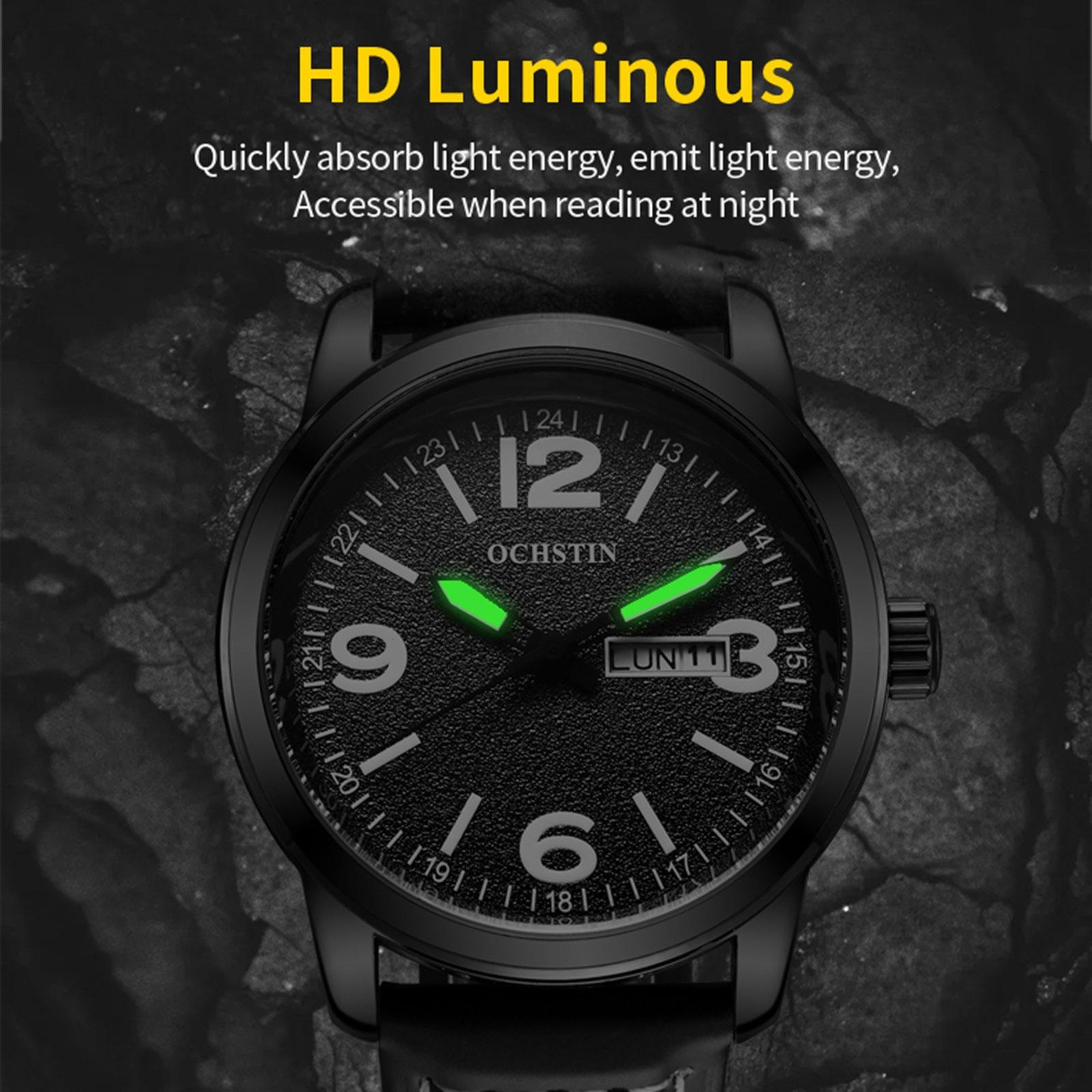 Ochstin 6047B Business Quartz Watch Genuine Leather Watch For Men Waterproof Luminous Analog Wristw 9