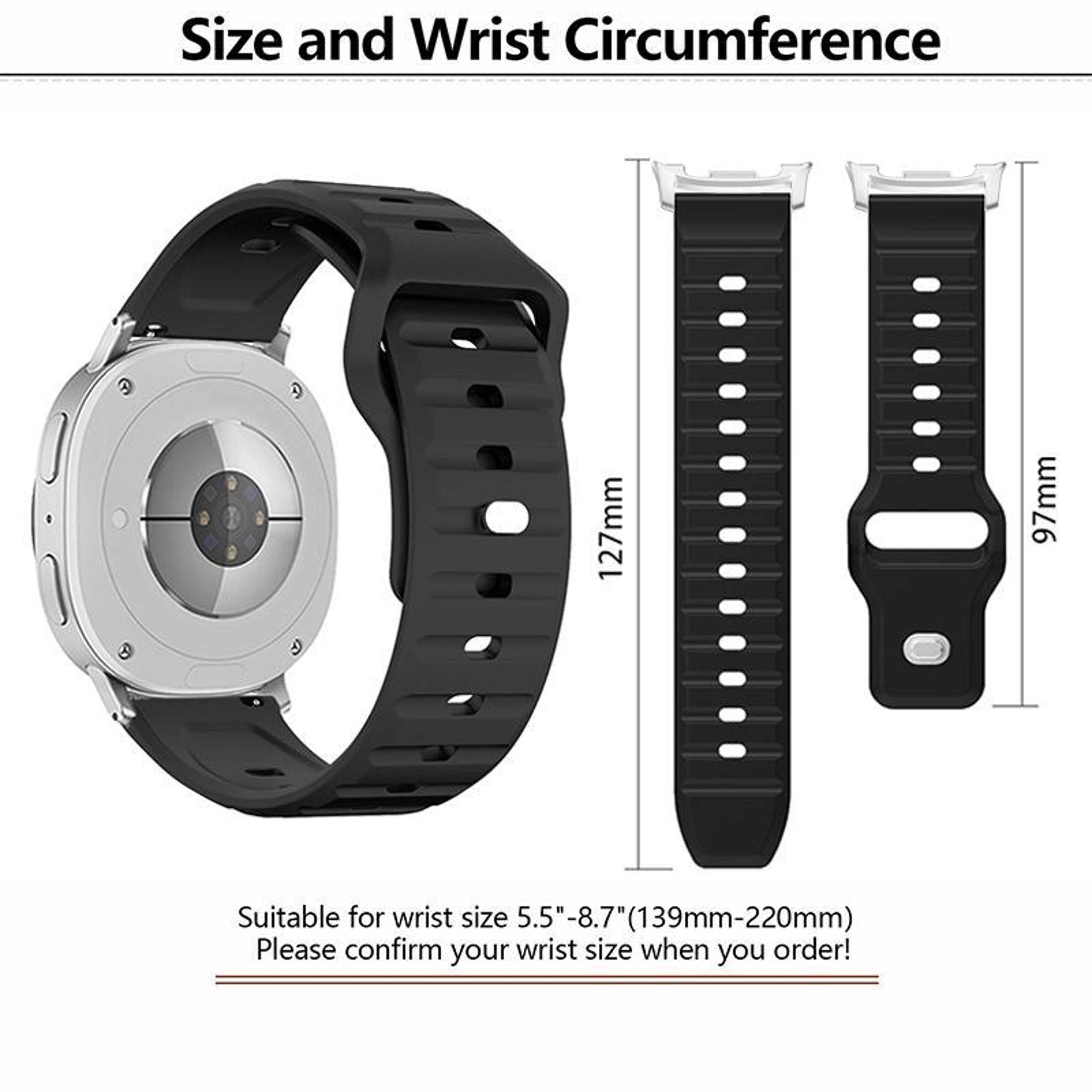 Samsung Galaxy Watch8 Classic Silicone Watch Band Wave Texture Adjustable Sport Strap – view 6