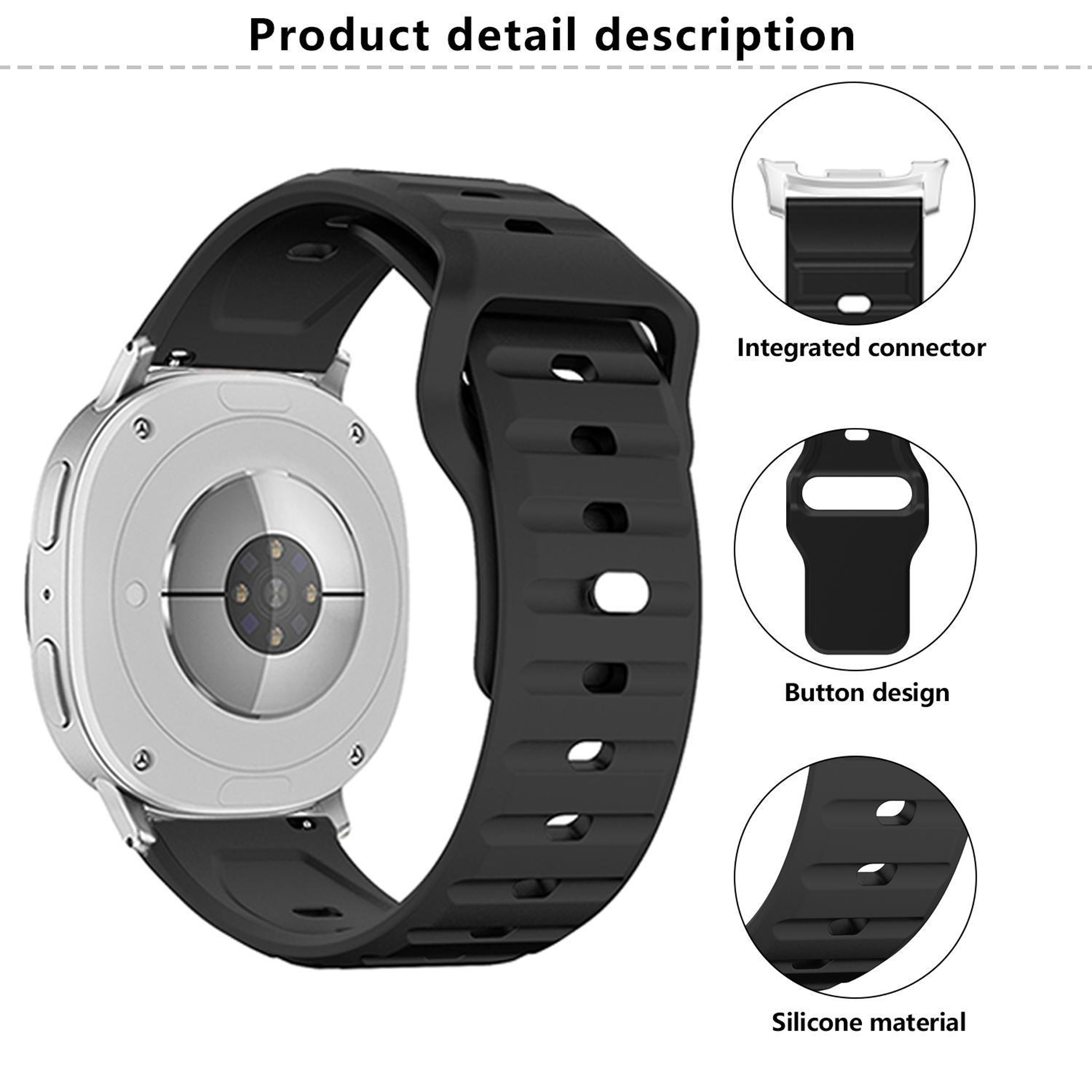 Samsung Galaxy Watch8 Classic Silicone Watch Band Wave Texture Adjustable Sport Strap – view 9
