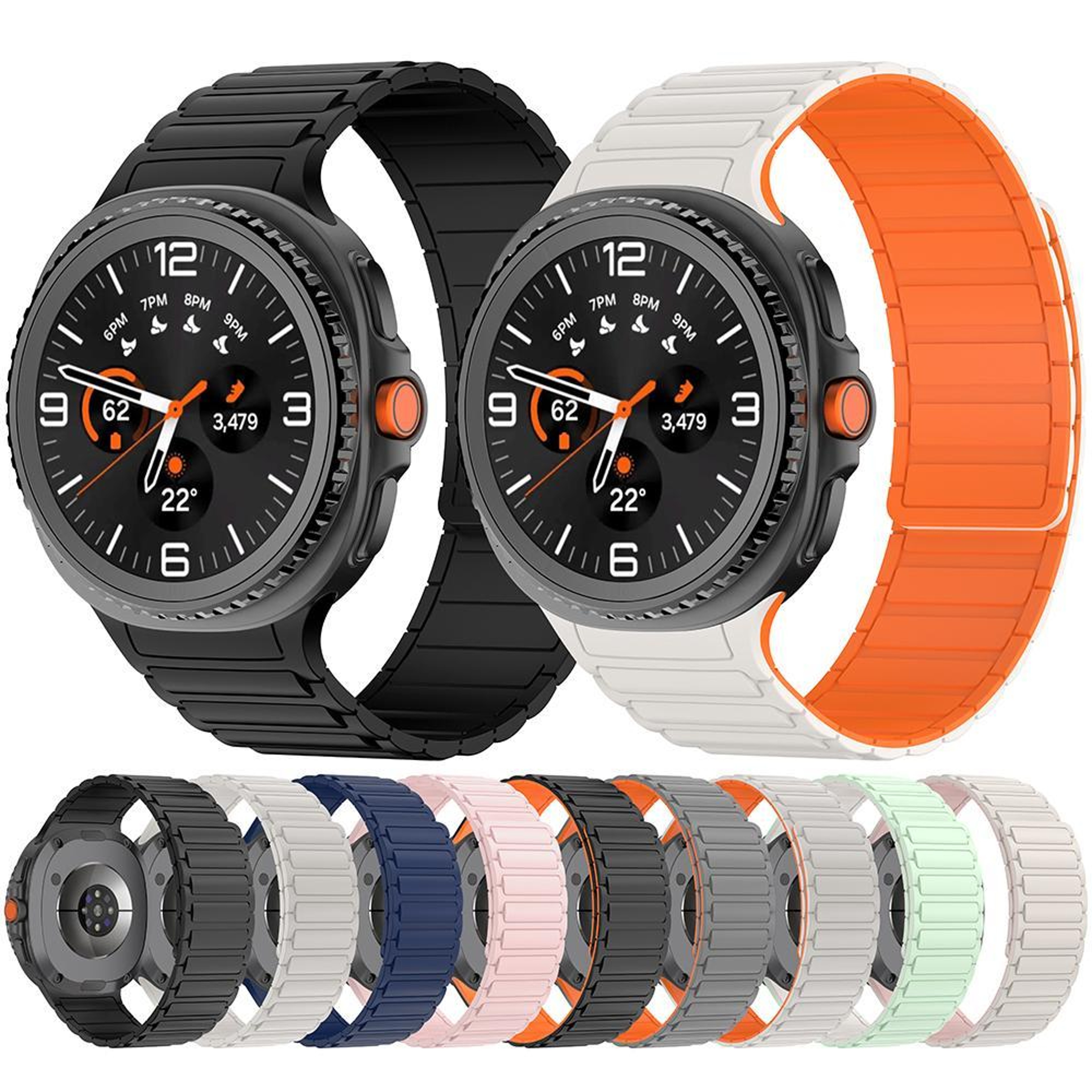 Samsung Galaxy Watch8 Classic Magnetic Silicone Watch Band Adjustable Tri Bead Sport Strap – view 10
