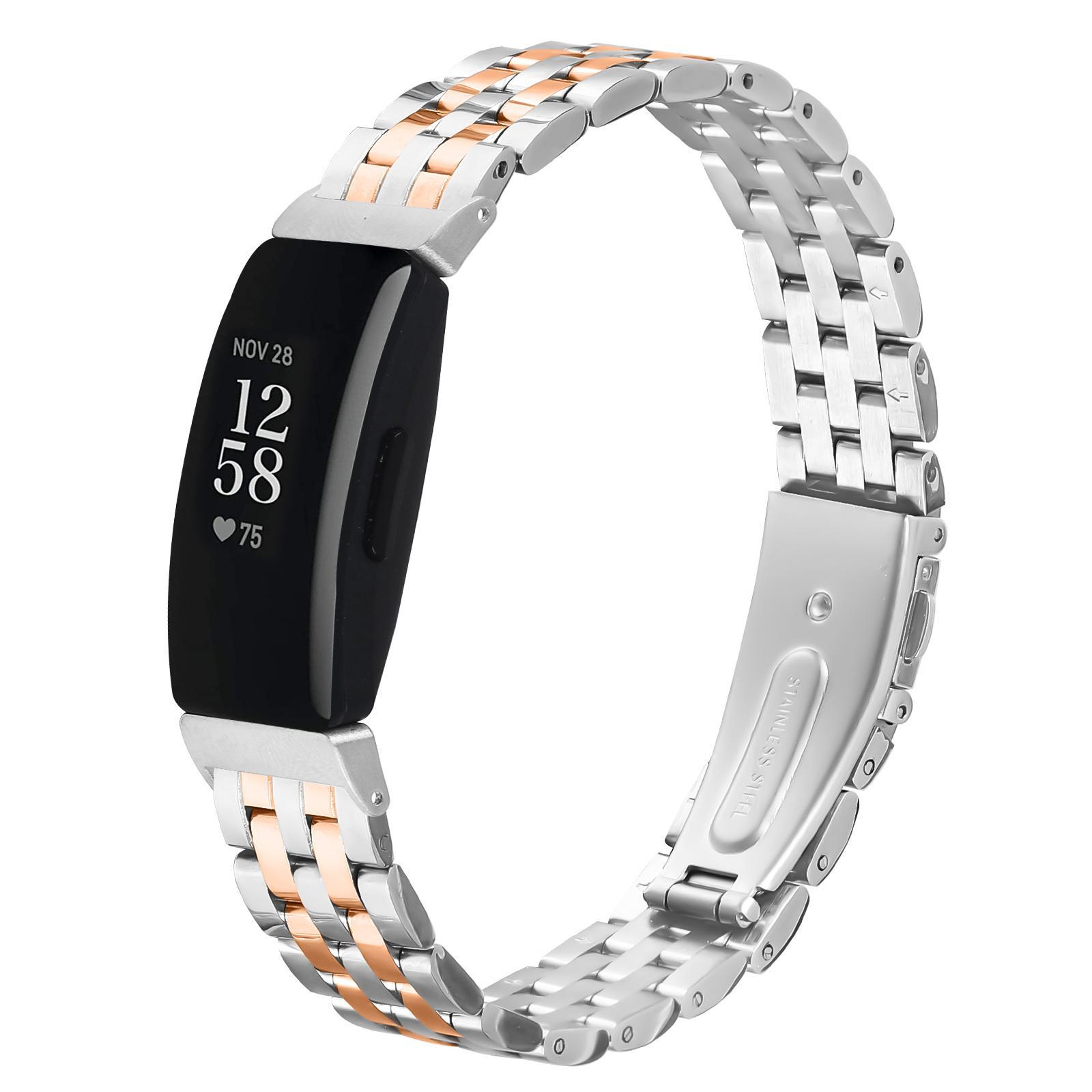 Fitbit Inspire 2 Band Stainless Steel Five Bead Metal Watch Band For Fitbit Inspire 1 Inspire 2 0