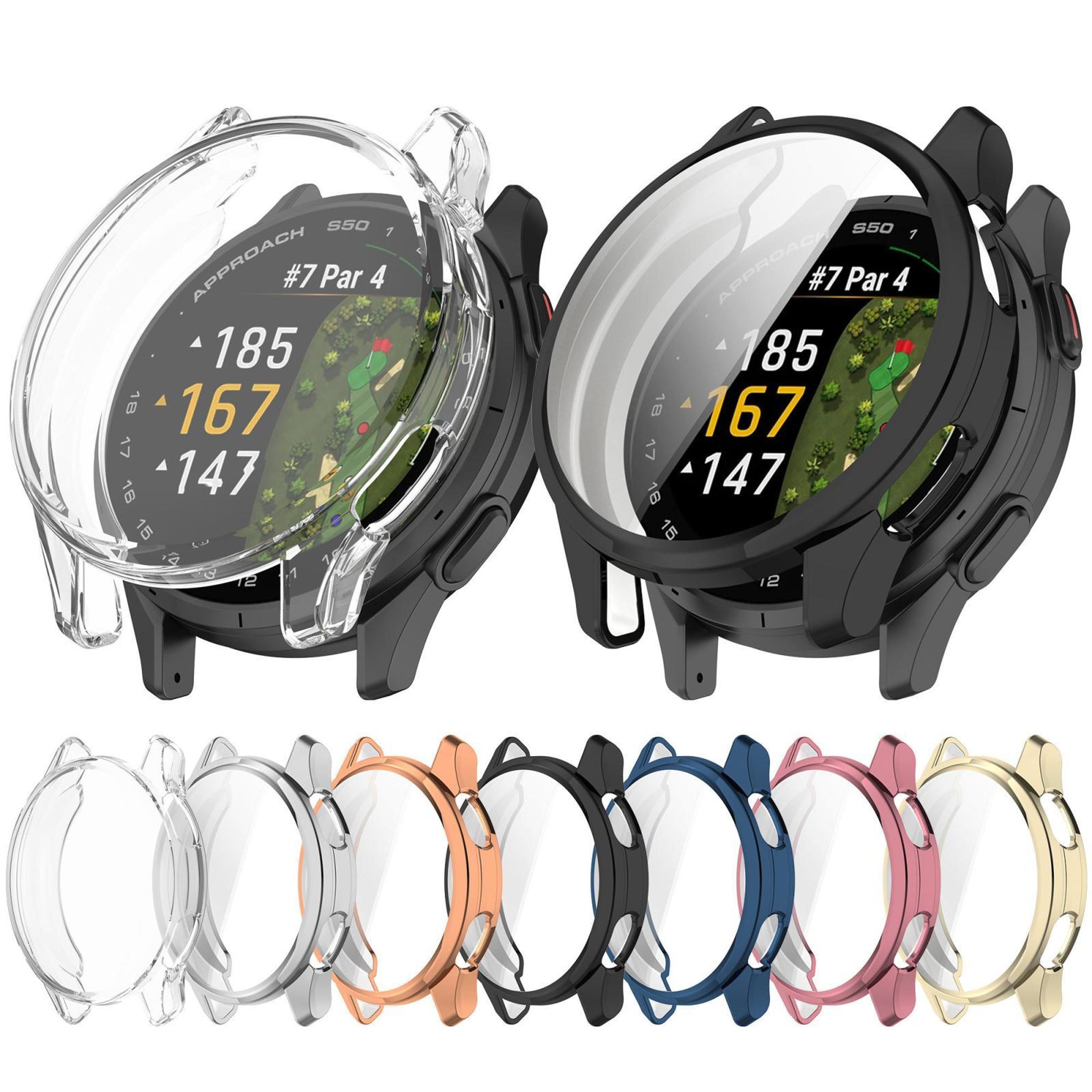 Garmin Approach S50 TPU Watch Case Full Coverage Protective Cover Electroplated Bumper 8