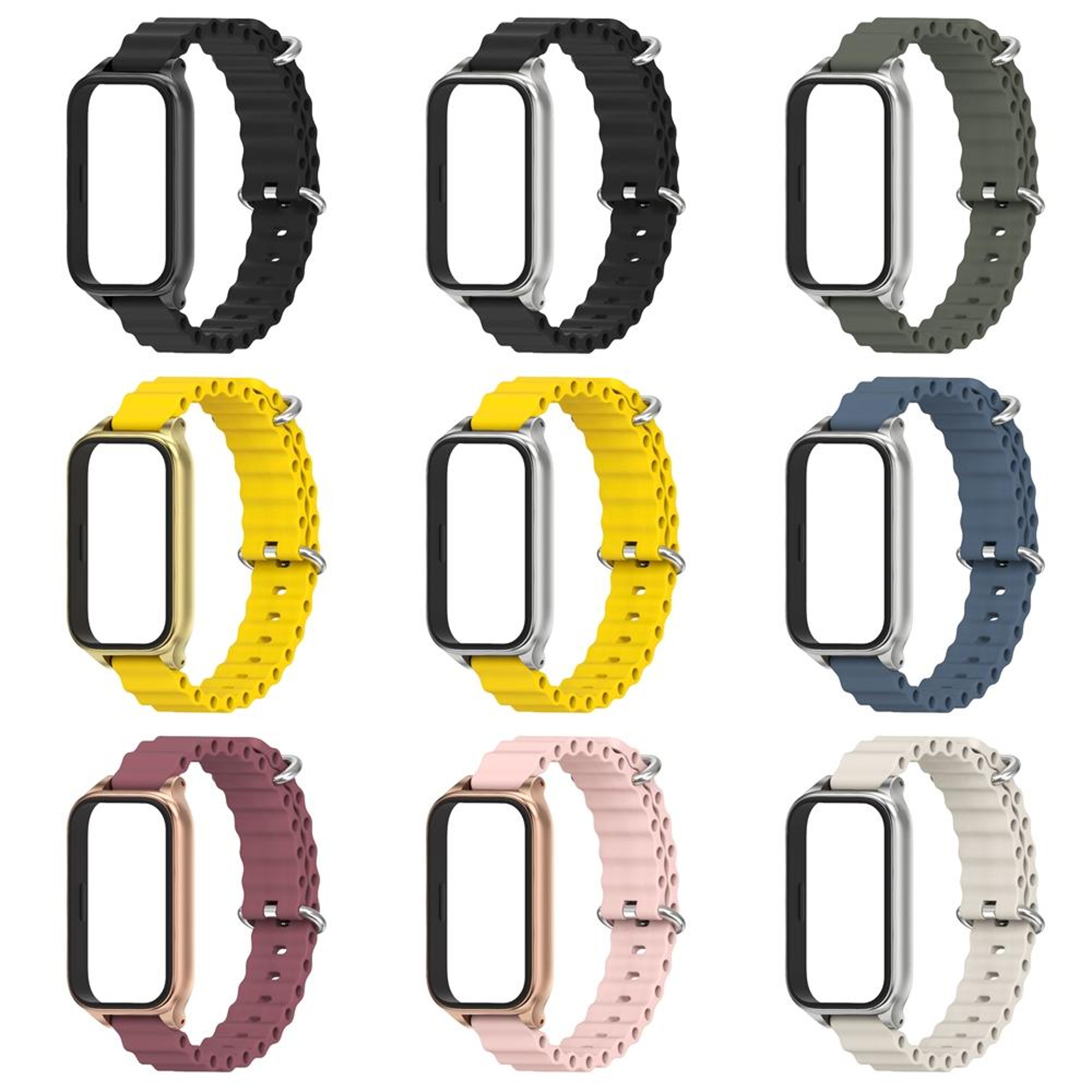Mijobs Xiaomi Smart Band 9 Active Band Marine Silicone Replacement Watch Band with Metal Shell for Redmi Band 3 – view 9