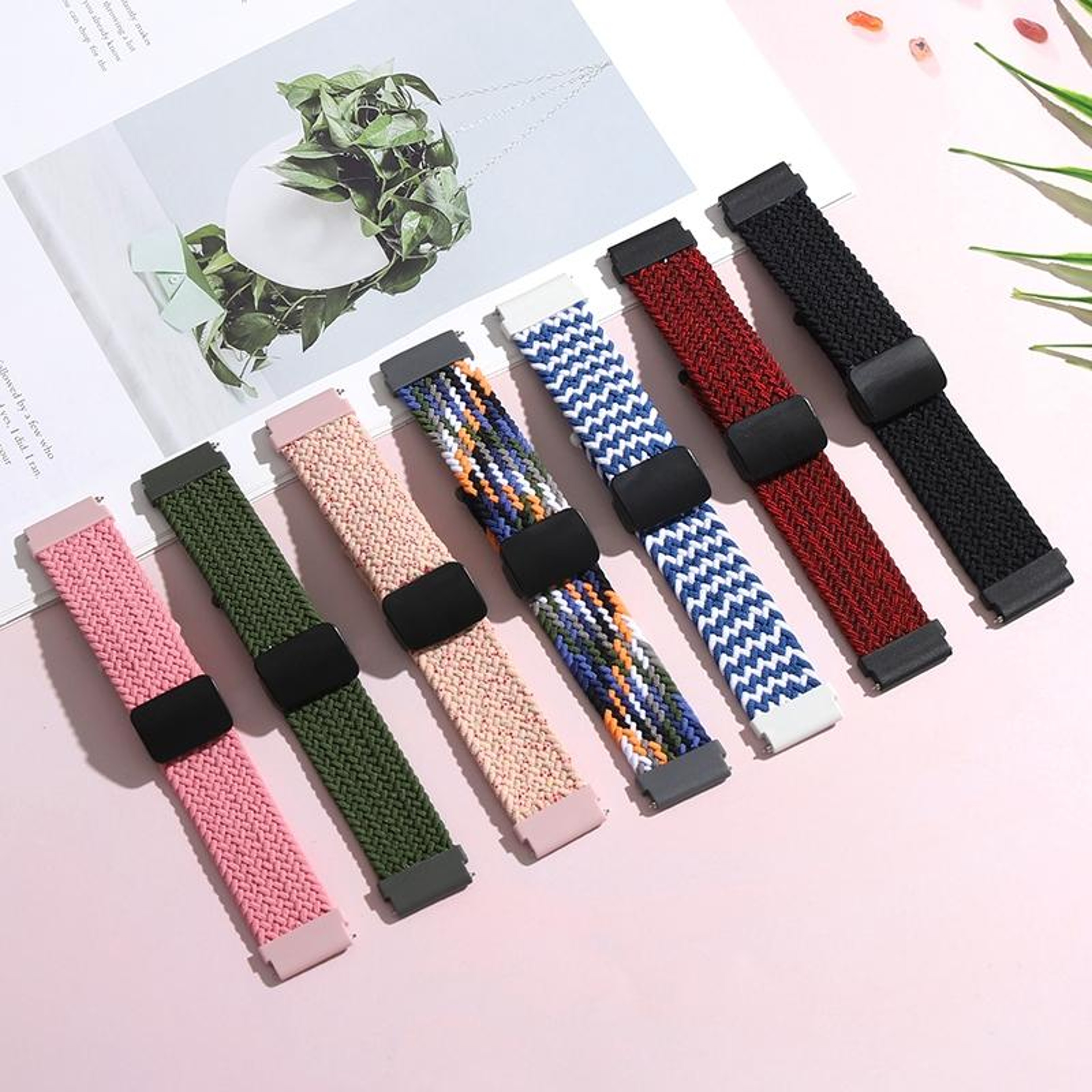Garmin VivoMove Trend Luxe Style Woven Watch Band With Magnetic Clasp Nylon Replacement Strap 14