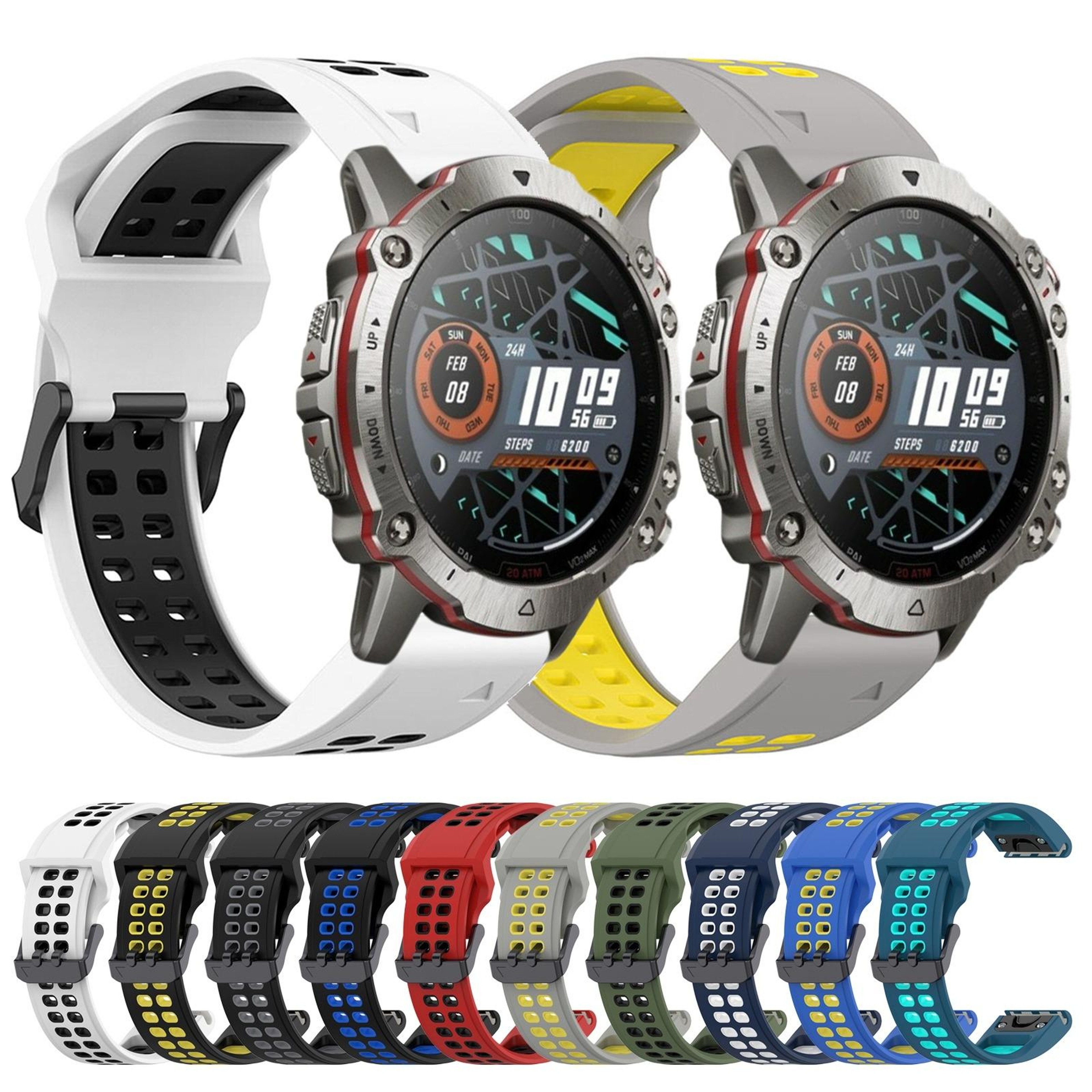Amazfit Falcon 22mm Silicone Watch Band Two Color Sports Watch Strap With Quick Release 6