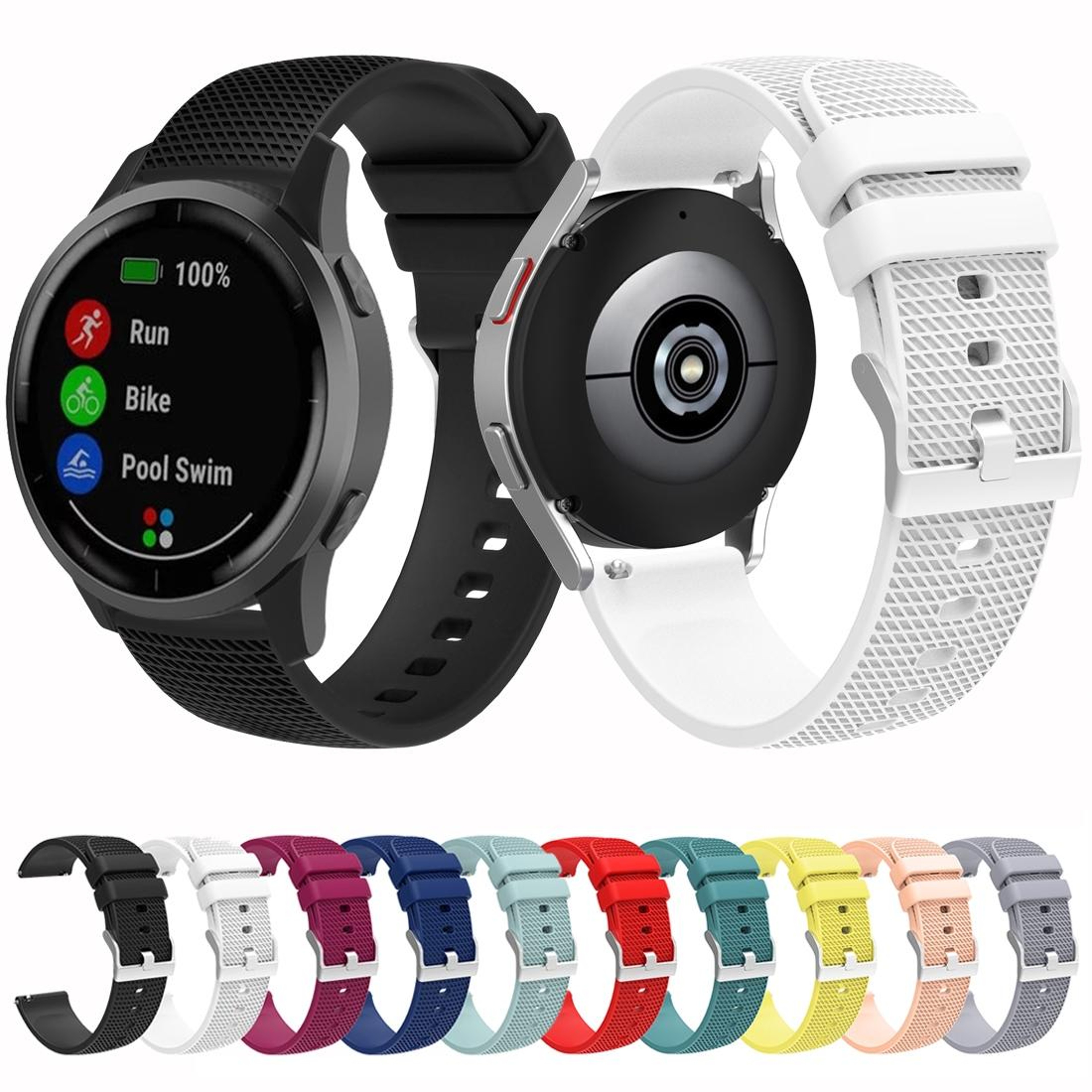 Samsung Galaxy Watch5 40mm 44mm Watch5 Pro Silicone Watch Band With Pockmarked Texture And Silver B 7
