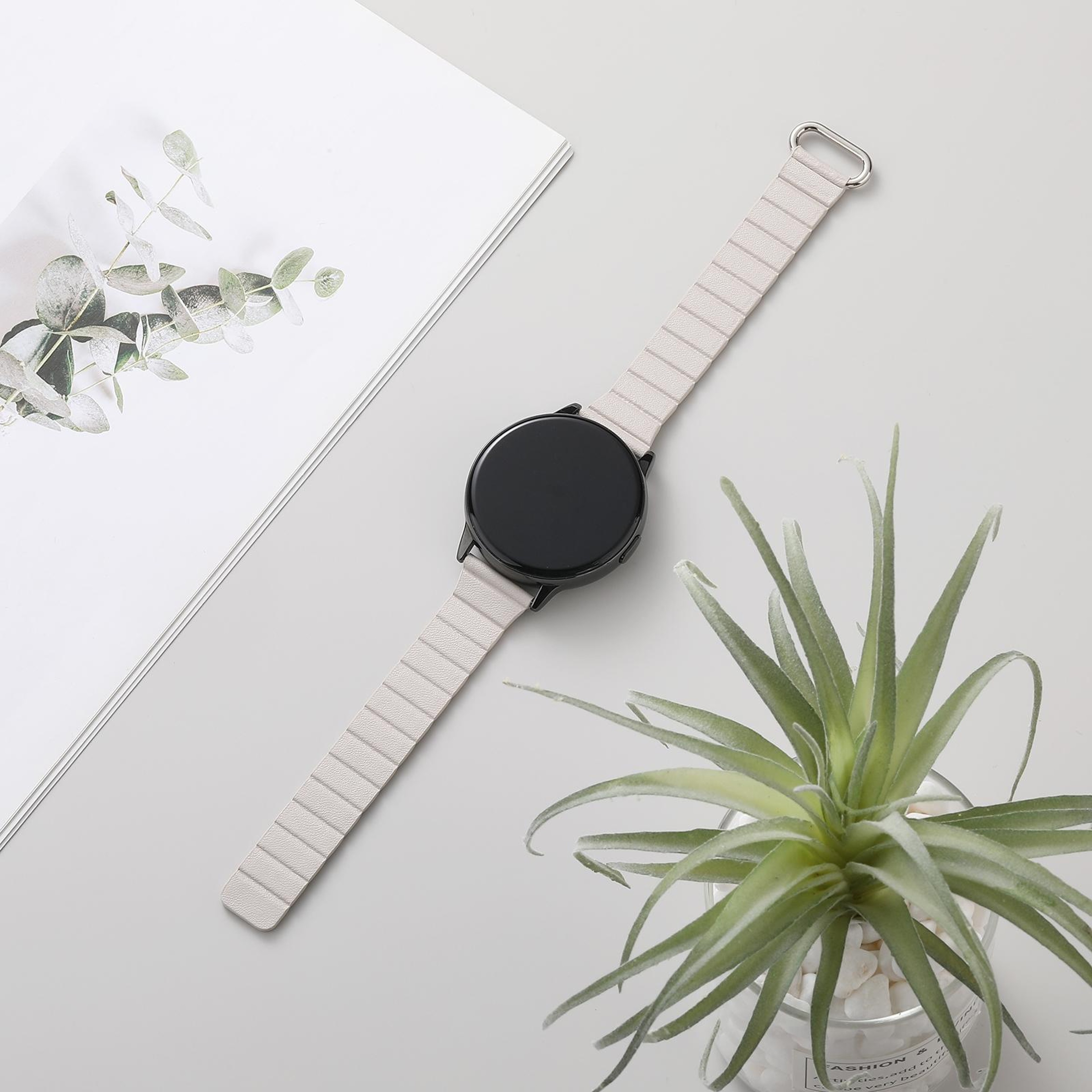 Samsung Galaxy Watch3 45mm Leather Watch Band With Magnetic Buckle 22mm Replacement Strap 3