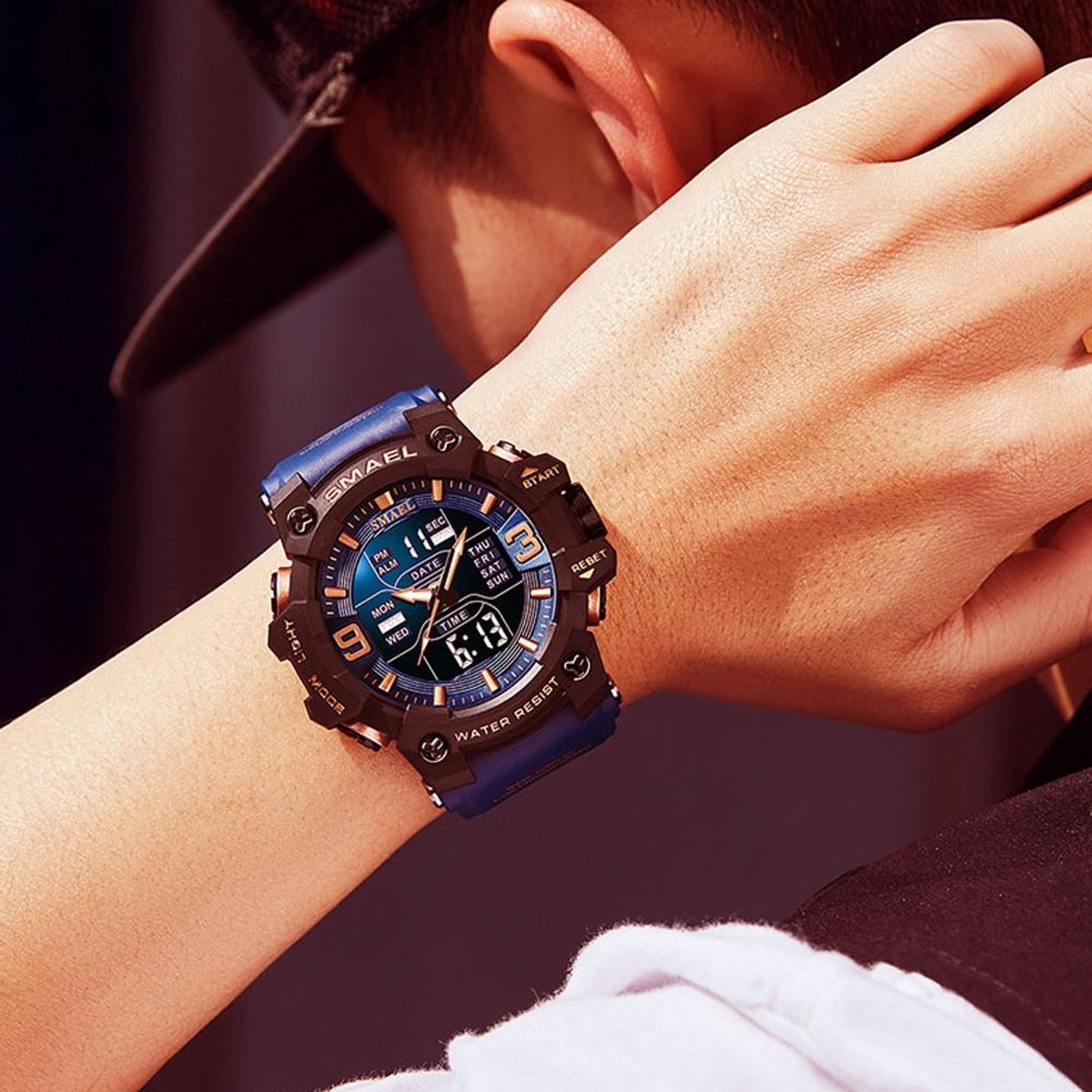 SMAEL 8049 Waterproof Sports Watch Mens Digital Analog Watch With LED Night Light And Stopwatch 4