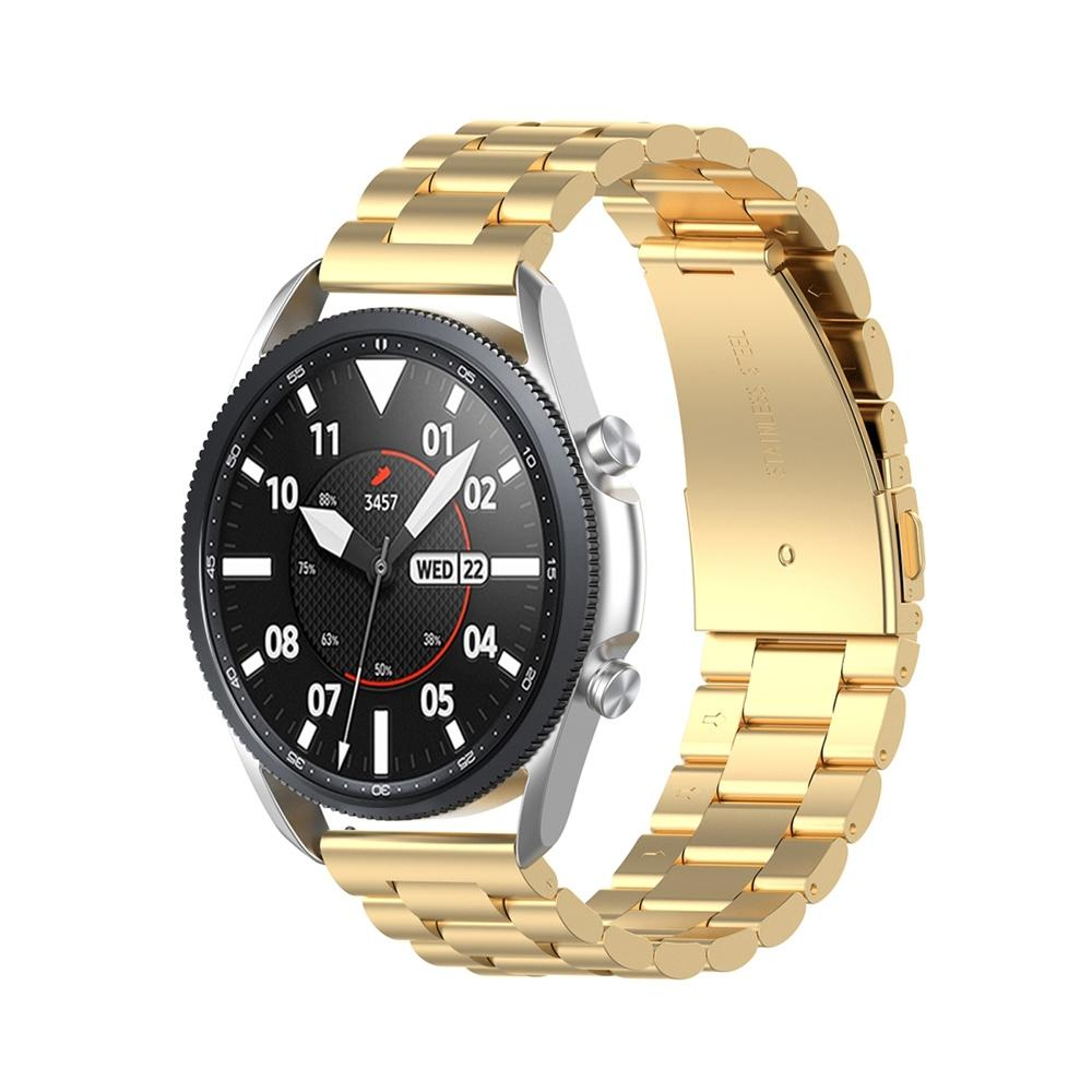 Galaxy Watch 3 45mm Stainless Steel Watch Band 22mm Three Bead Metal Replacement Strap With Screwdr 4