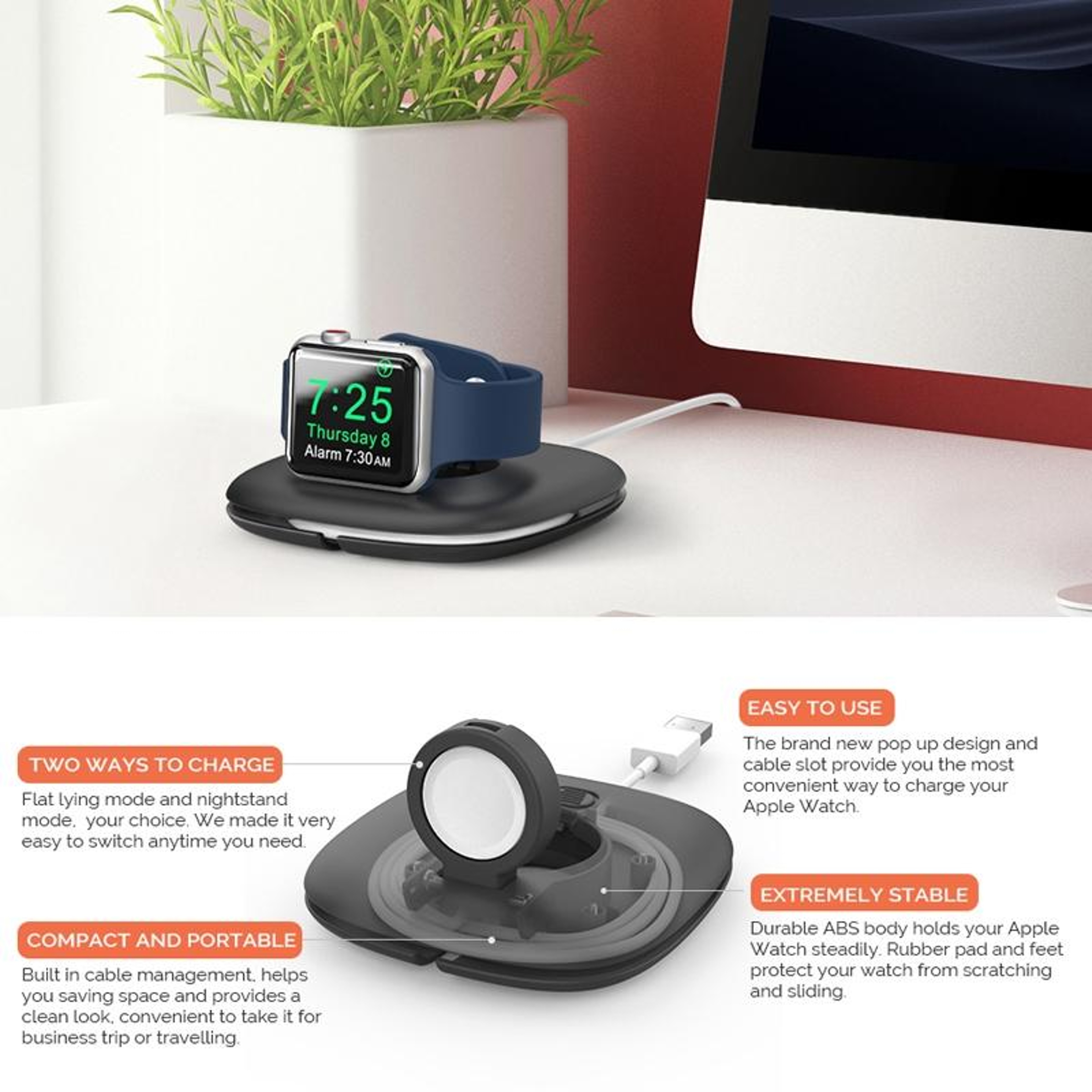 AhaStyle PT126 Apple Watch Charging Stand Foldable Apple Watch Holder Portable Storage Dock 2