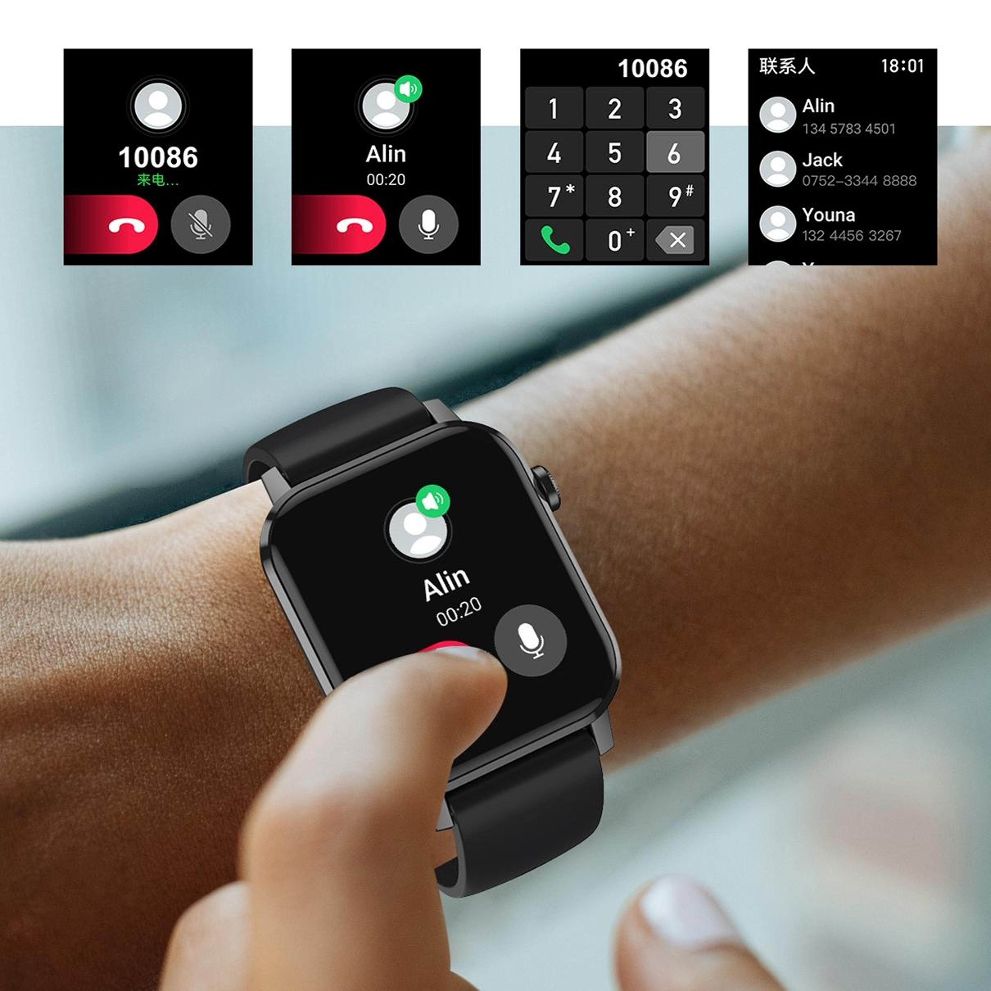 HD6 Smart Watch 169 Inch Fitness Tracker With Heart Rate Monitor For Android And IPhone 5