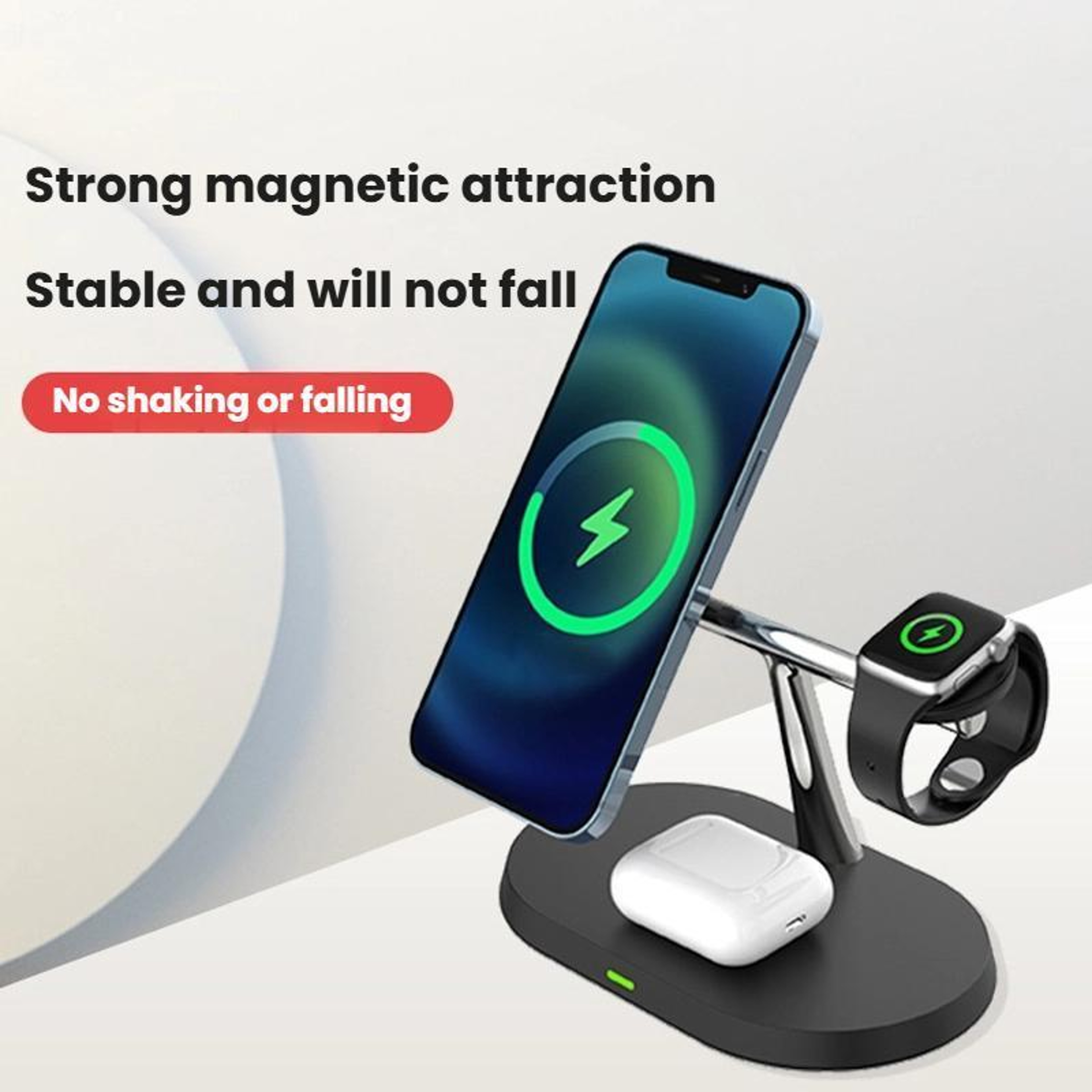 15W 3 In 1 Magnetic Wireless Charger Fast Charging Station For Phone Watch Earbuds With Adjustable  1