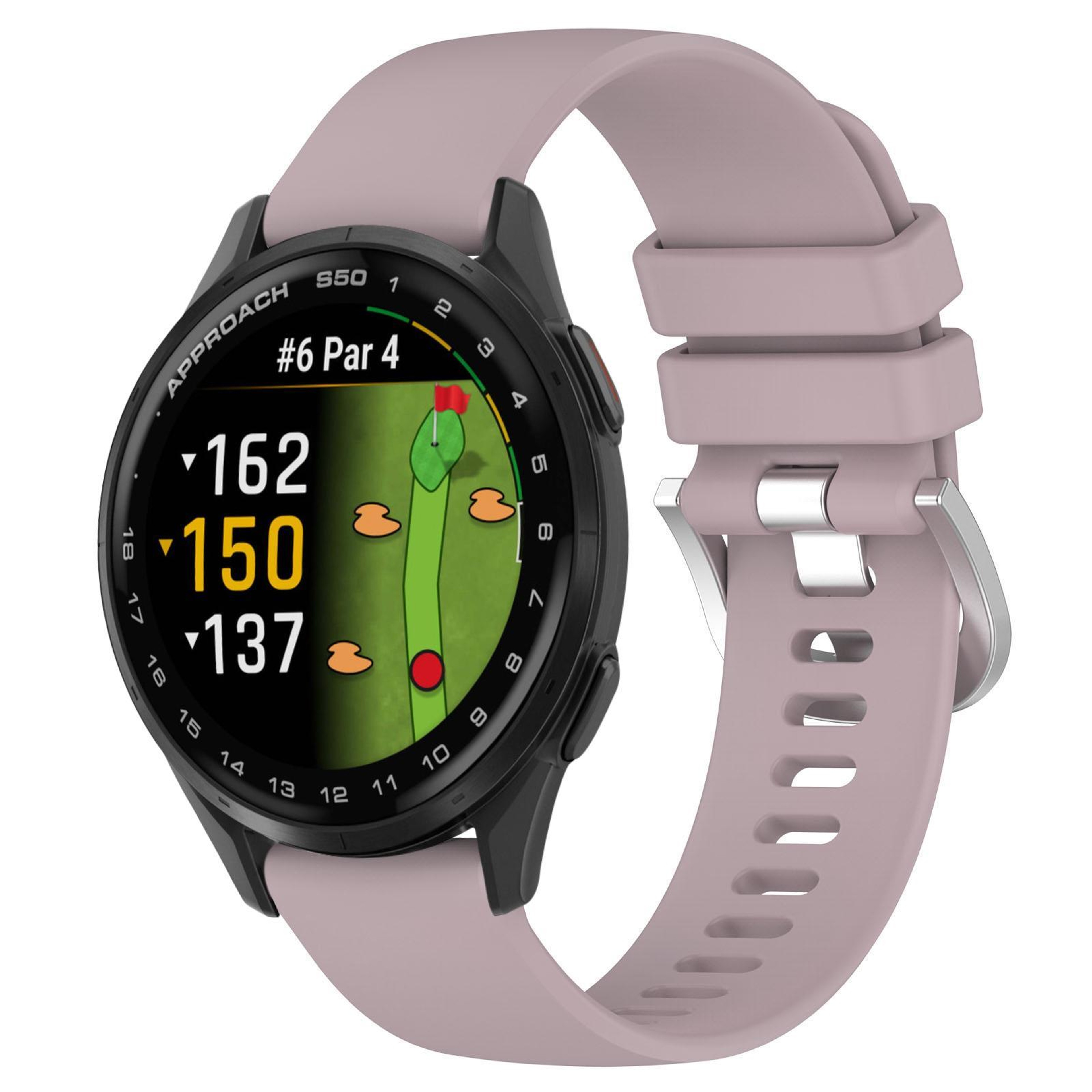 Garmin Approach S50 Silicone Watch Band 20mm Soft Waterproof Replacement Strap With Silver Buckle 2