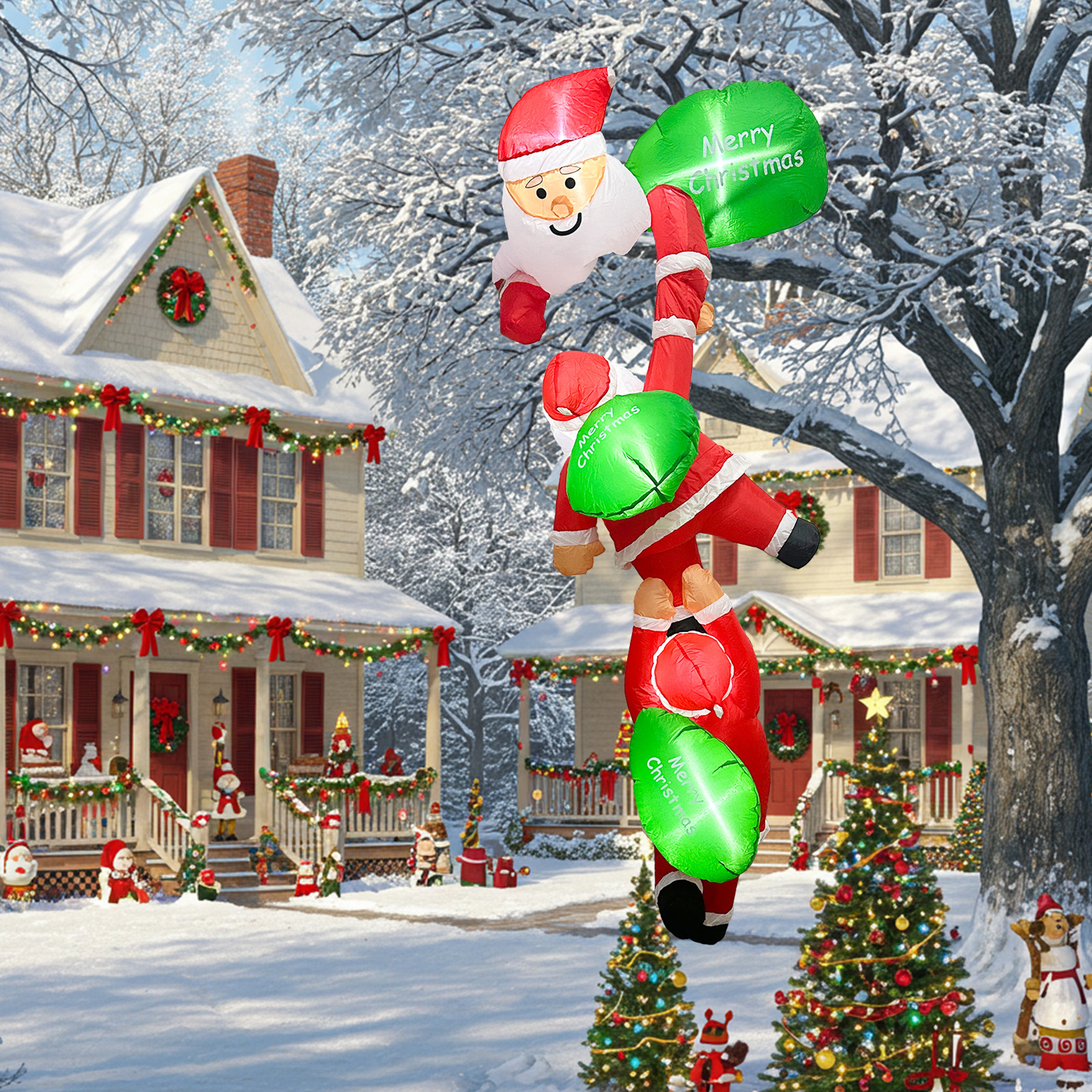 Christmas Inflatables Decor Climbing Santa Claus Xmas Decor For Beam Roof Tree Indoor Party Holiday 2