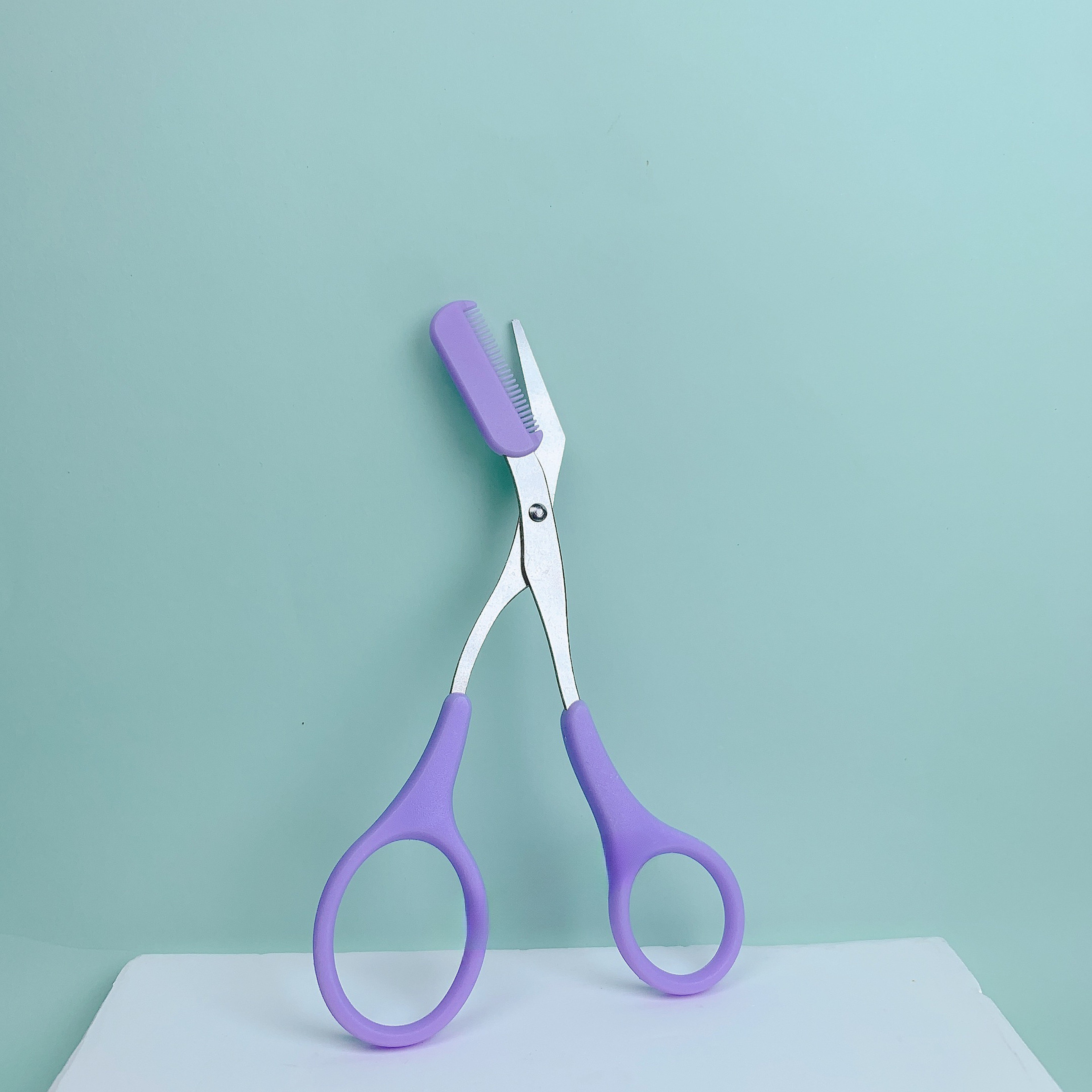 Stainless Steel Eyebrow Scissors With Built In Comb Pink Precise Grooming Tool Shaping And Creating 9