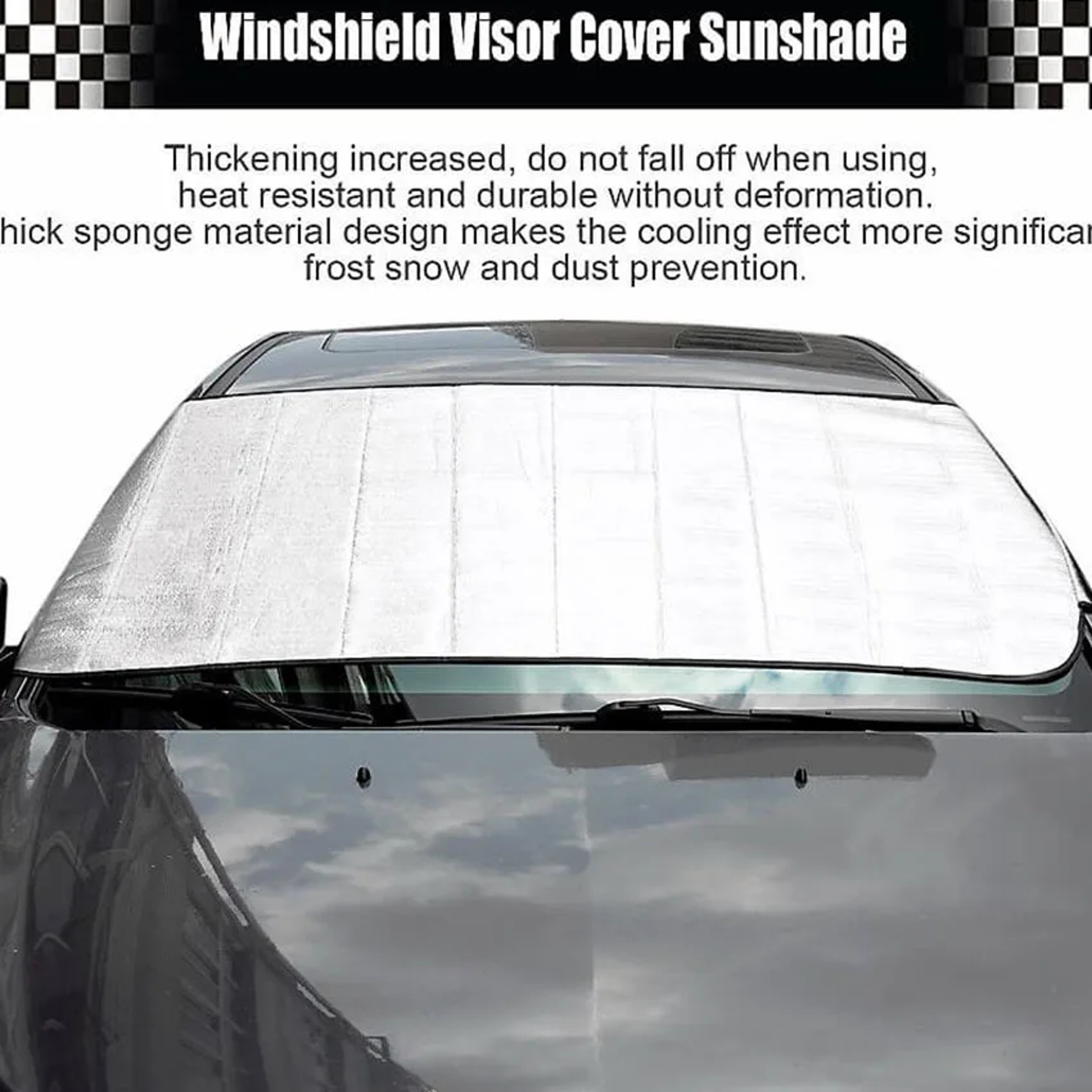 Auto Windscreen Shield, Frost Ice Rain and Sun Protector for Most Cars and SUVs, Universal Car Windshield Snow Cover – view 2