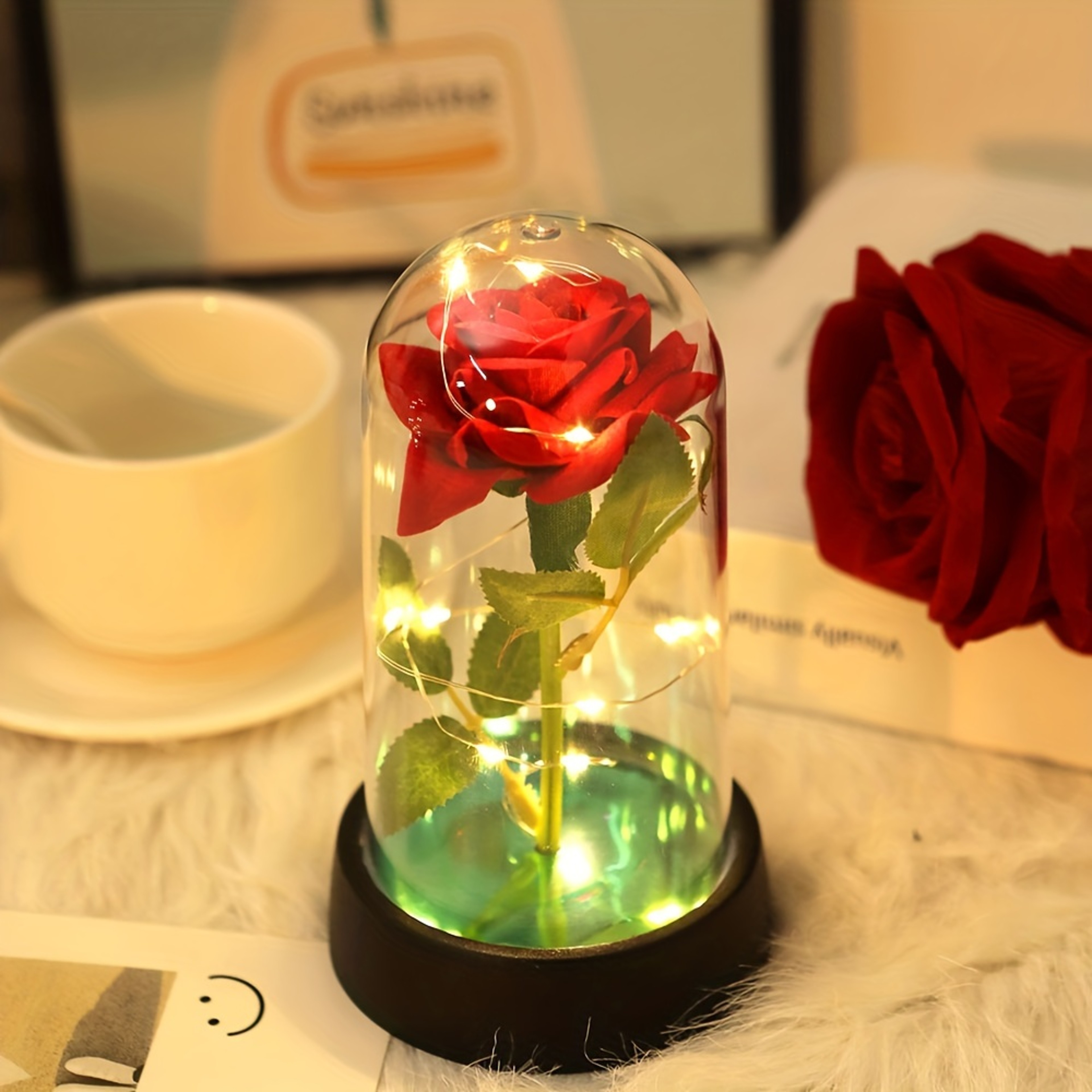 Colorful Eternal Rose Wedding Gift For Mom Wife Girlfriend Luminous Flower Ornament For Home Decora 2